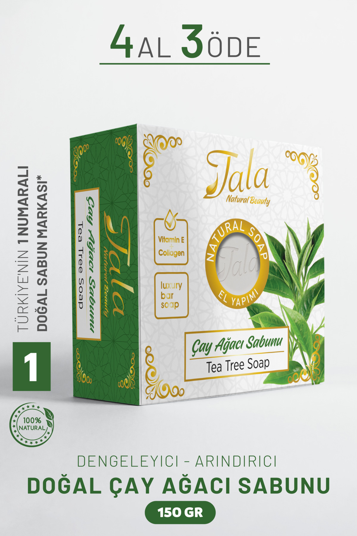 Tala Çay Ağacı Sabunu Arındırıcı ve Sebum Dengeleyici Yağlı Ciltler İçin Doğal Sabun 150 Gr