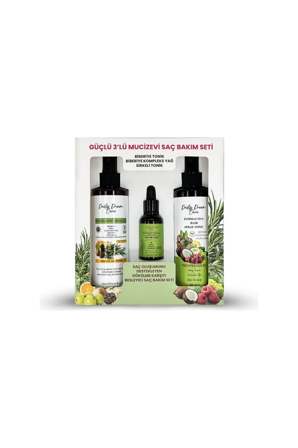 DAİLY DREAM CARE Daily Dream Care Rosemary Miracle Güçlü Mucizevi Saç Bakım Seti Biberiye Bakımı 3'lü Set (Tonik + Se
