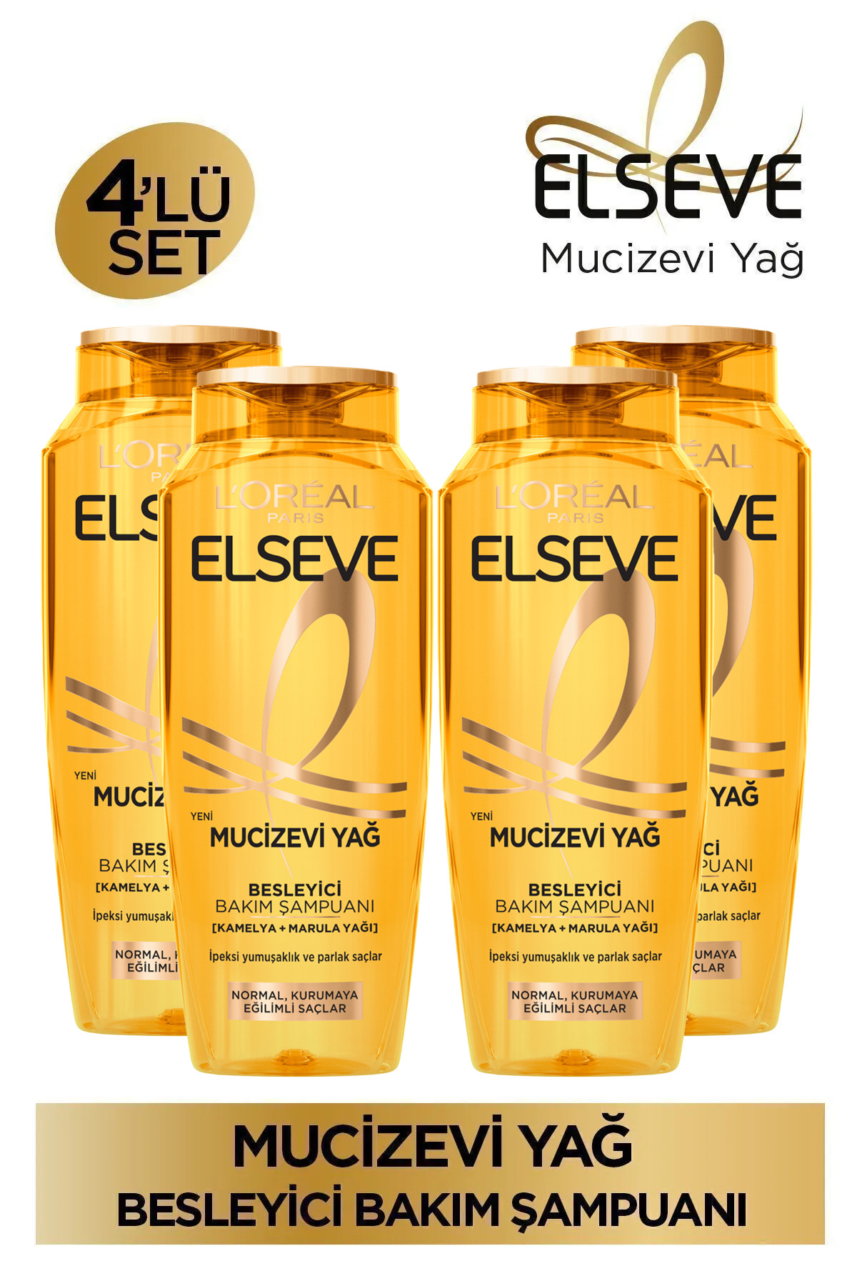 ELSEVE L'Oréal Paris Elseve Mucizevi Yağ Besleyici Bakım Şampuanı 400 ml 4'lü Set