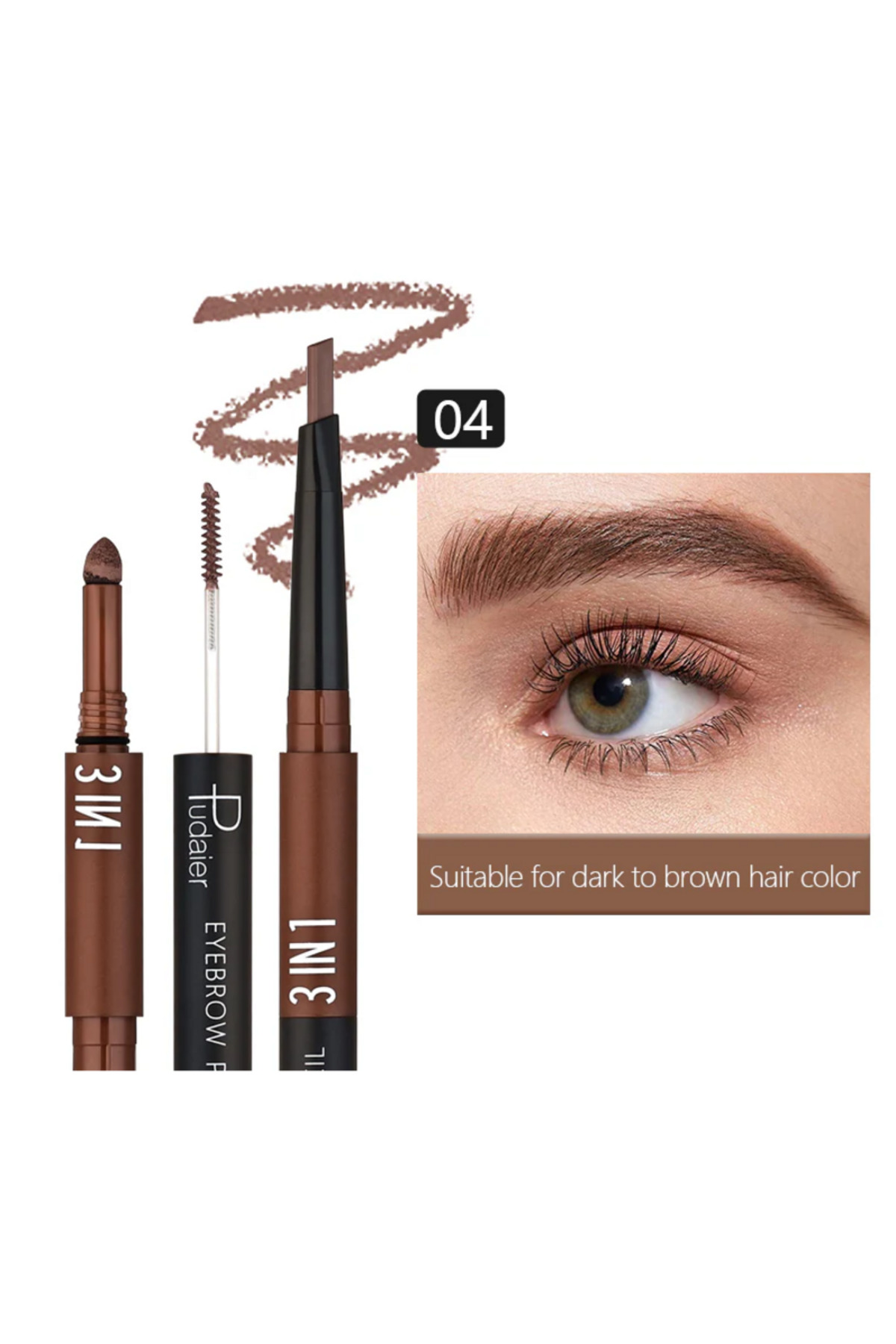 Pudaier 3ü1 arada kaş kalemi - 3-In-1 Eyebrow Multitasker vegan (04)