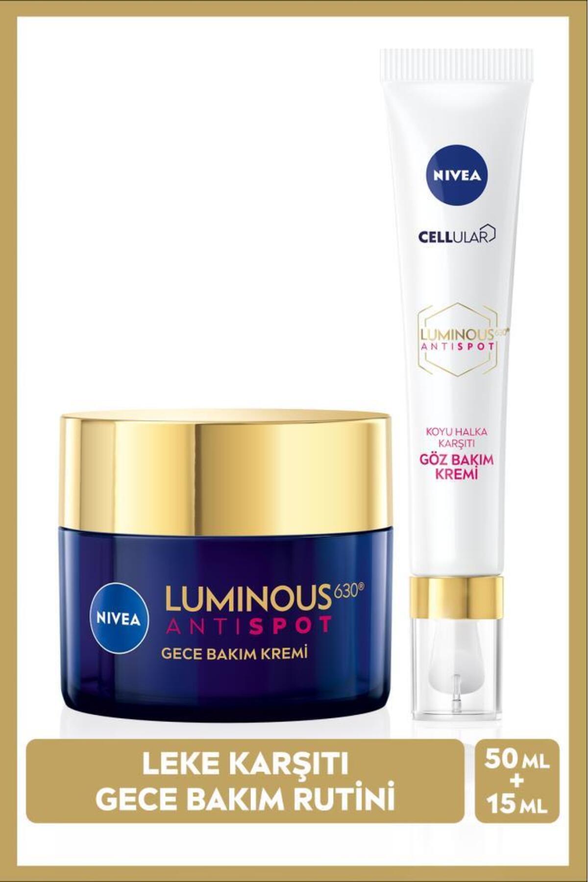 NIVEA Luminous630 Thiamidol Etkili Leke Karşıtı Gece Kremi 50ml,spf50 Ve Koyu Halka Karşıtı Göz Kremi 15ml