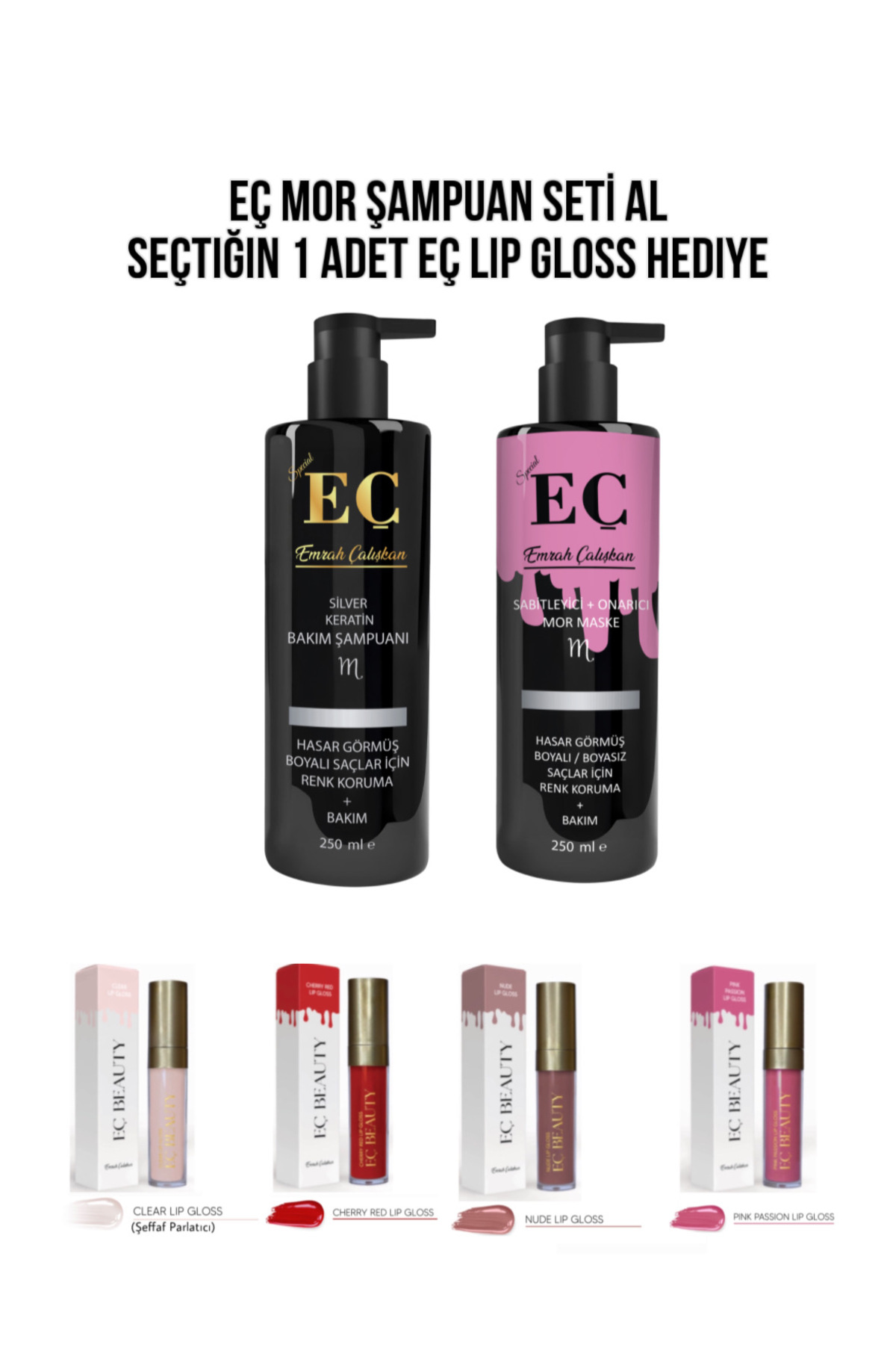emrah çalışkan Eç Mor Şampuan Ve Mor Maske (DUDAK PARLATICI LIP GLOSS HEDİYE)