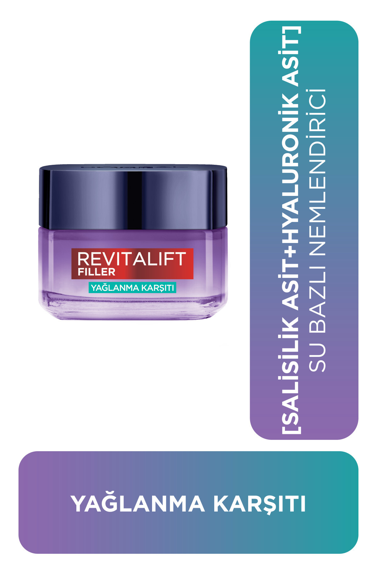 L'Oreal Paris Revitalift Filler Yağlanma Karşıtı Su Bazlı Nemlendirici Jel Krem - Salisilik Asit & Hyaluronik Asit