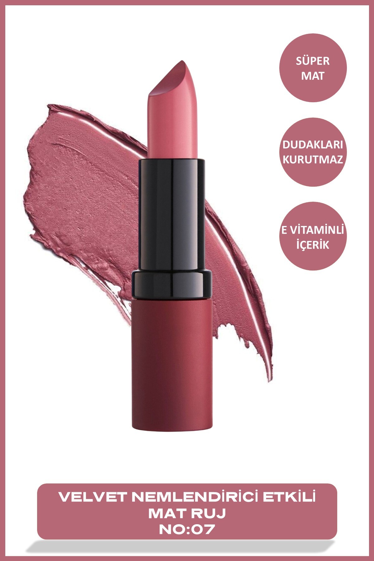 Golden Rose Velvet Matte Lipstick No: 07 - Yoğun Pigmentli Kadifemsi Mat Ruj