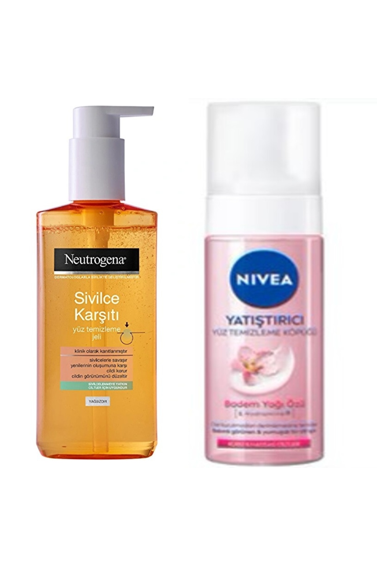 Neutrogena Sivilce Karşıtı Yüz Temizleme Jeli 200 ml Nivea Yatıştırıcı Yüz Yıkama Köpüğü 150 ml