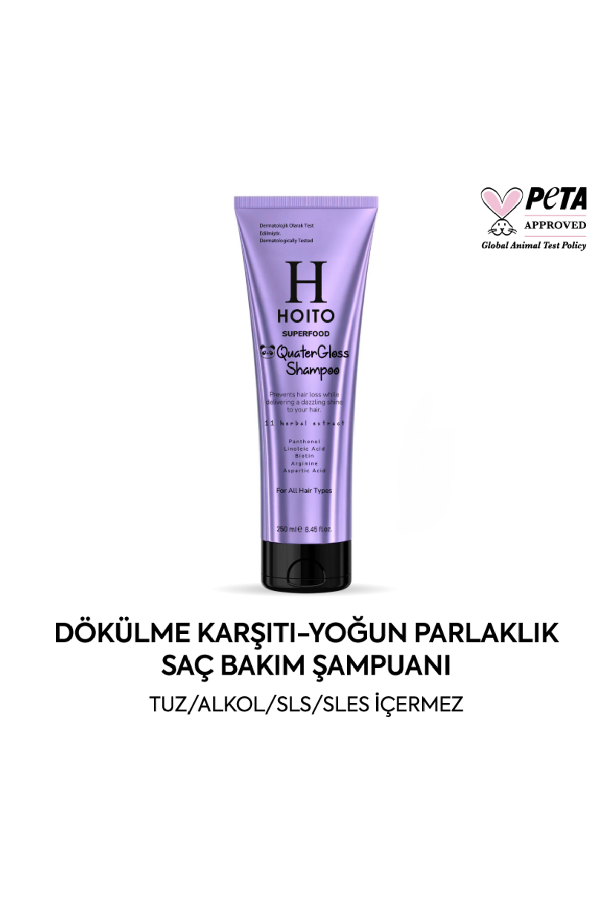 Hoito Dökülme Karşıtı Yoğun Parlaklık ve Hızlı Uzama Tuz SLS Sles İçermeyen Saç Bakım Şampuanı 250ml