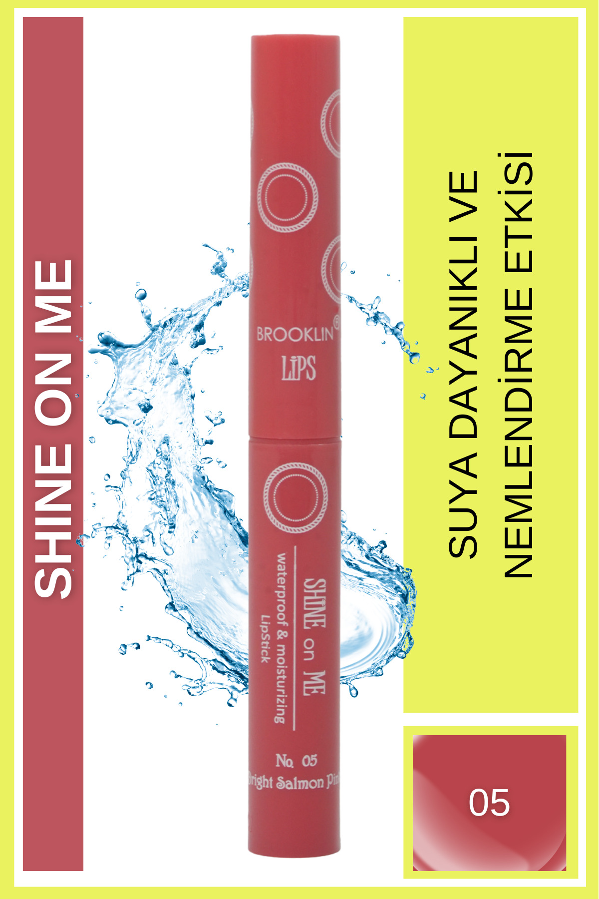 BROOKLIN Ruj - LIPSTICK SHINE on ME No 05 bright salmon pink