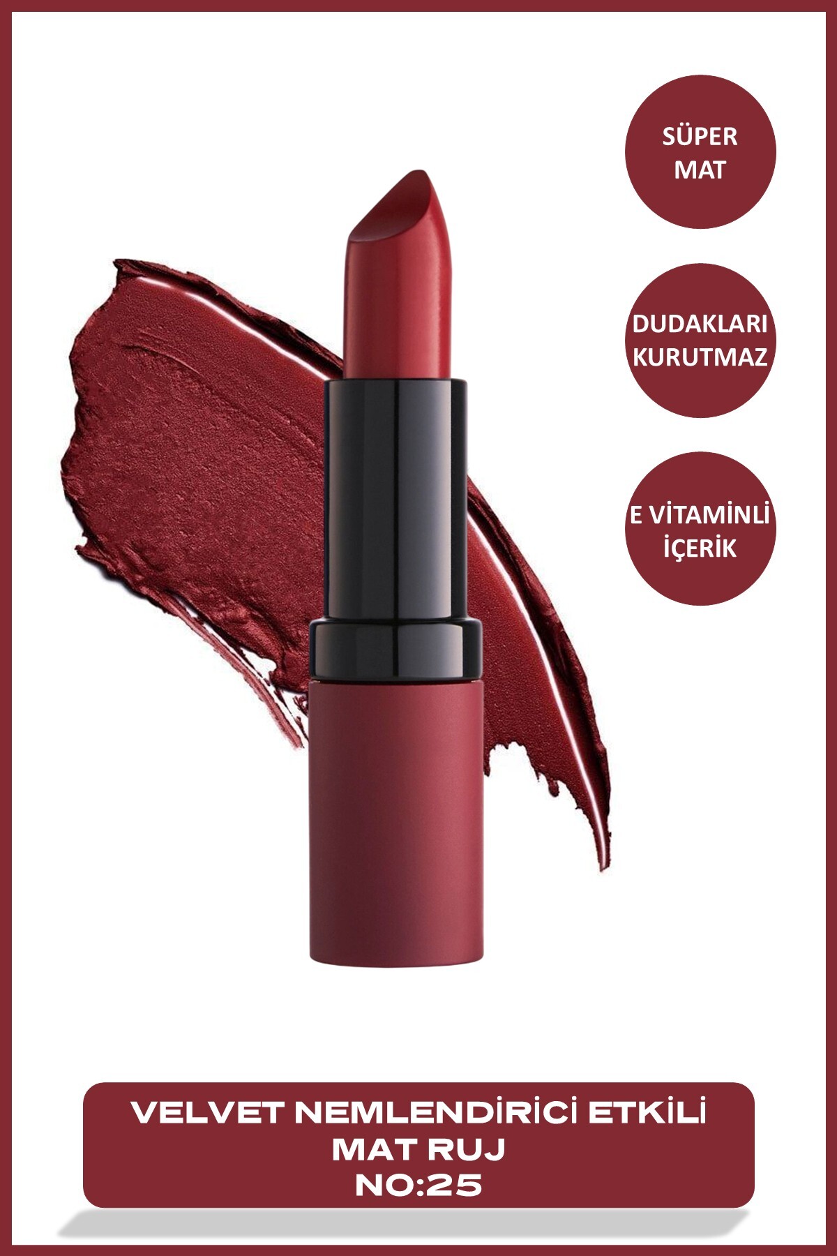Golden Rose Velvet Matte Lipstick No: 25 - Yoğun Pigmentli Kadifemsi Mat Ruj