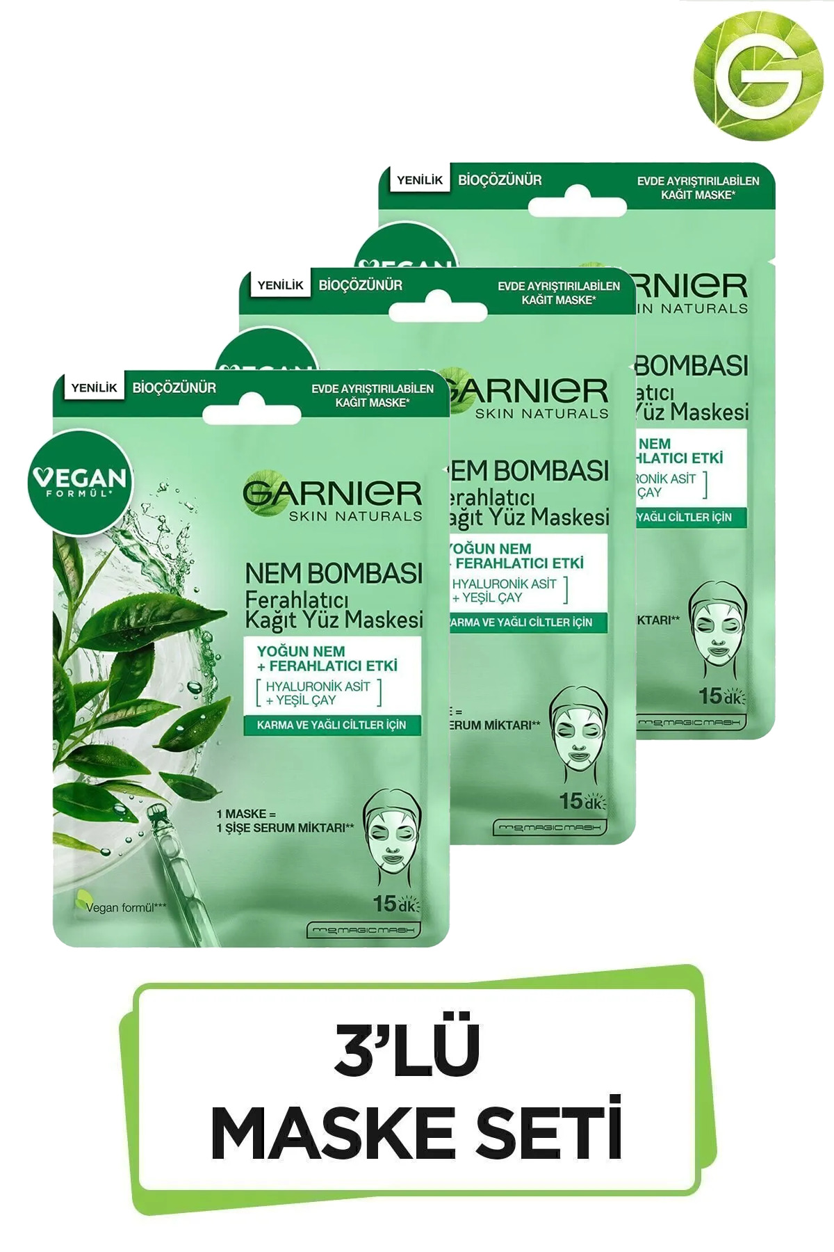 Garnier Nem Bombası Ferahlatıcı Kağıt Maske 28Gr 3'lü