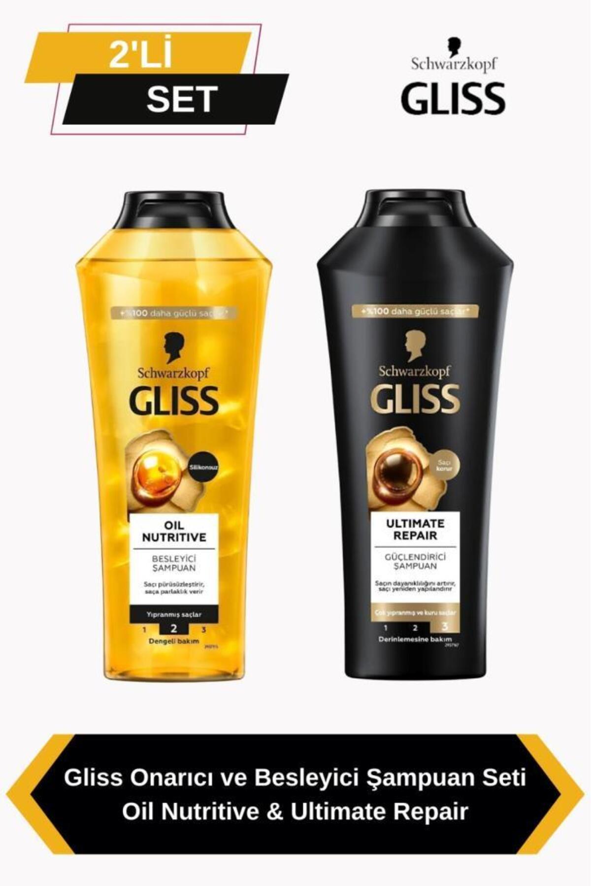 Gliss Onarıcı ve Besleyici Şampuan Seti: Oil Nutritive & Ultimate Repair