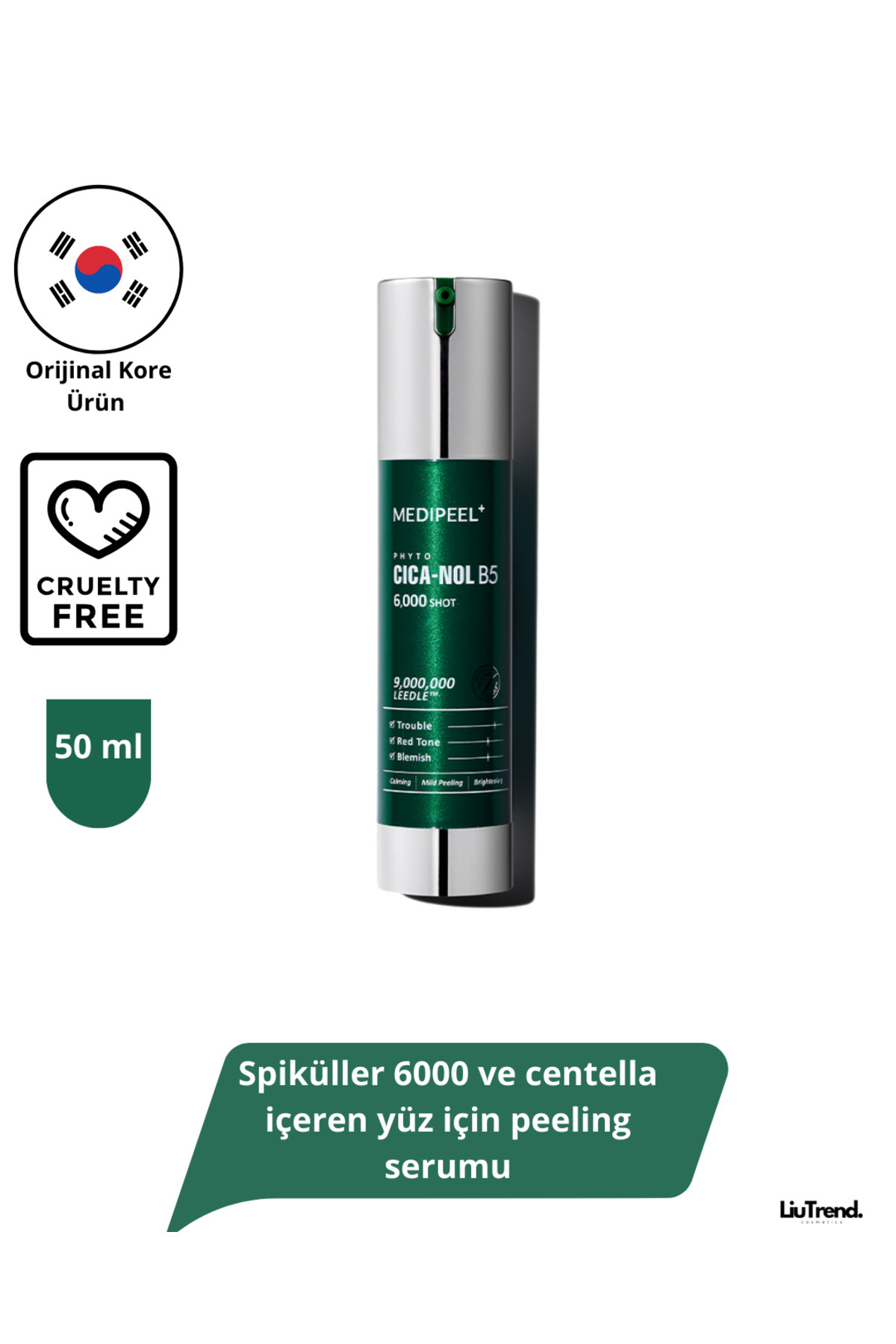 Medipeel Phyto CicaNol B5 6000 Shot Serum 50 ml Spiküller ve centella içeren yüz için peeling serumu