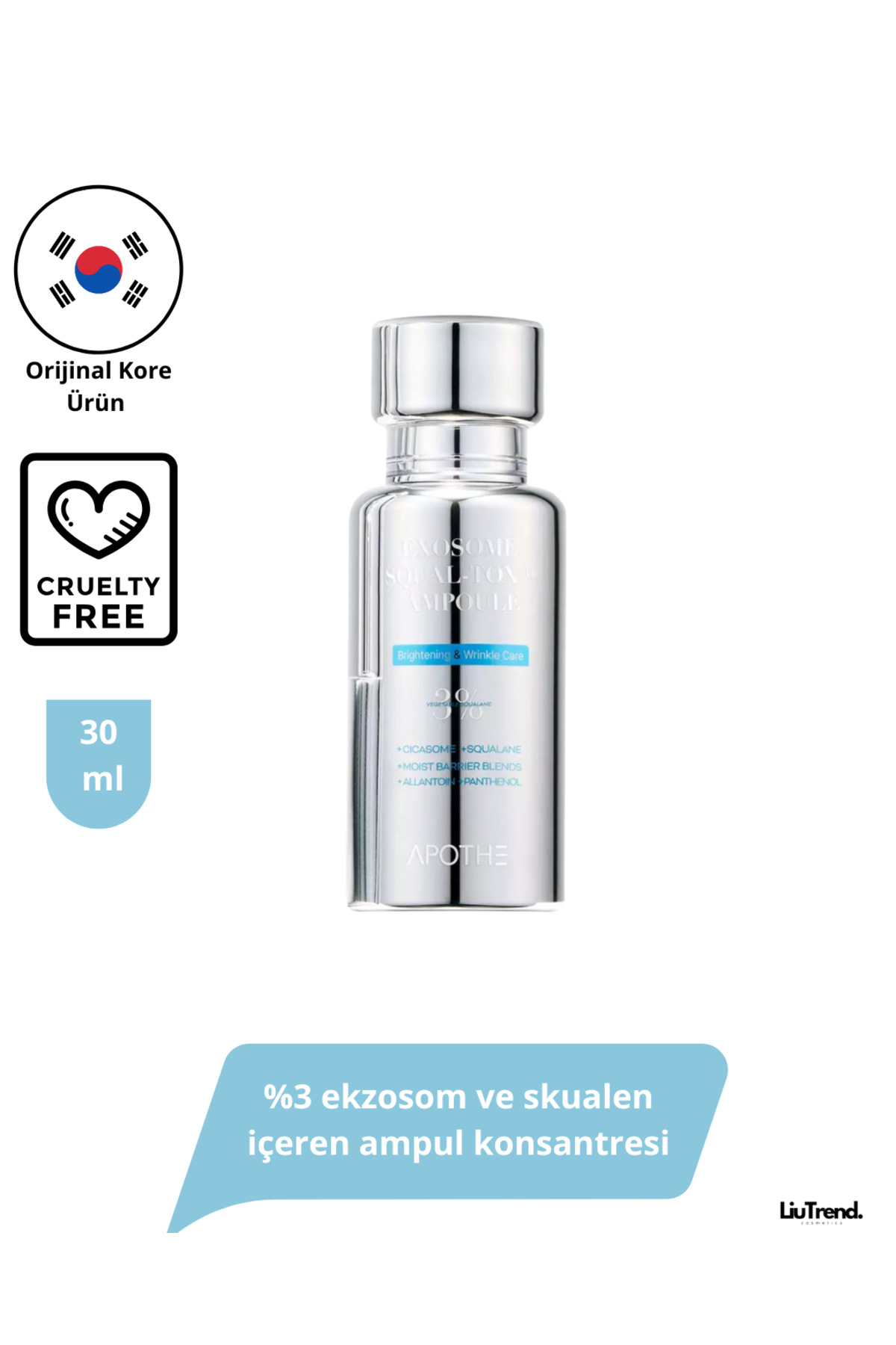 APOTHE Exosome Squal-Tox 3% Ampoule 30 ml %3 ekzosom ve skualen içeren ampul konsantresi
