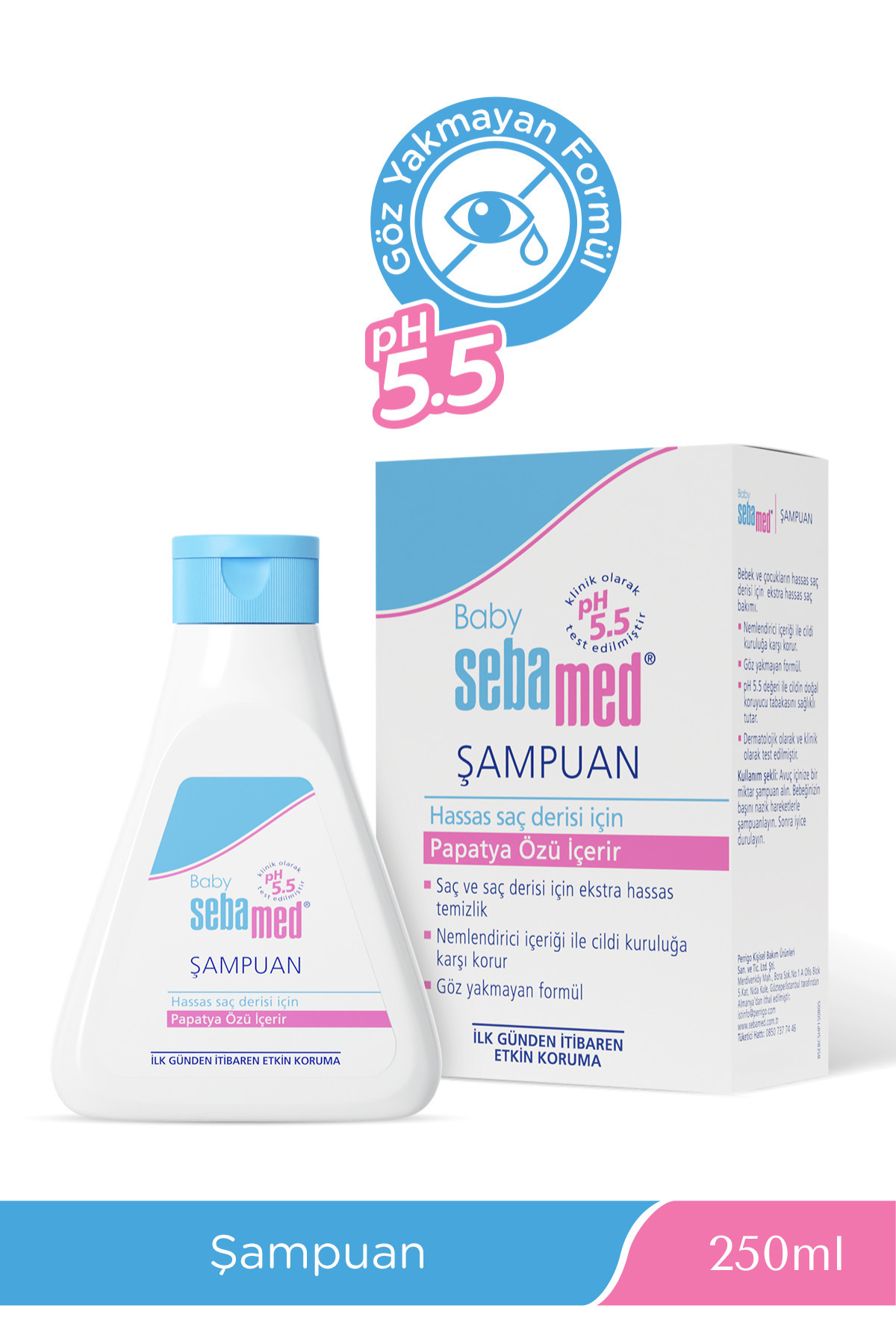 Sebamed Baby PH 5.5 Göz Yakmayan Formül Nemlendirici Etkili Papatya Özütlü Bebek Şampuanı 250 ML