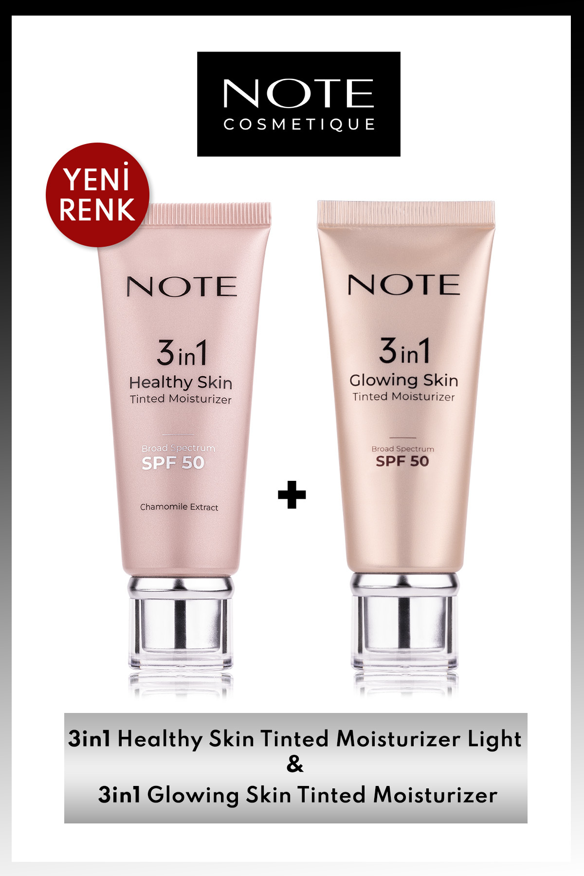 NOTE 3 in 1 Healthy Skin Light Ton Eşitleyici & 3 in 1 Glowing Skin Tinted Işıltılı 50 SPF Makyaj Seti