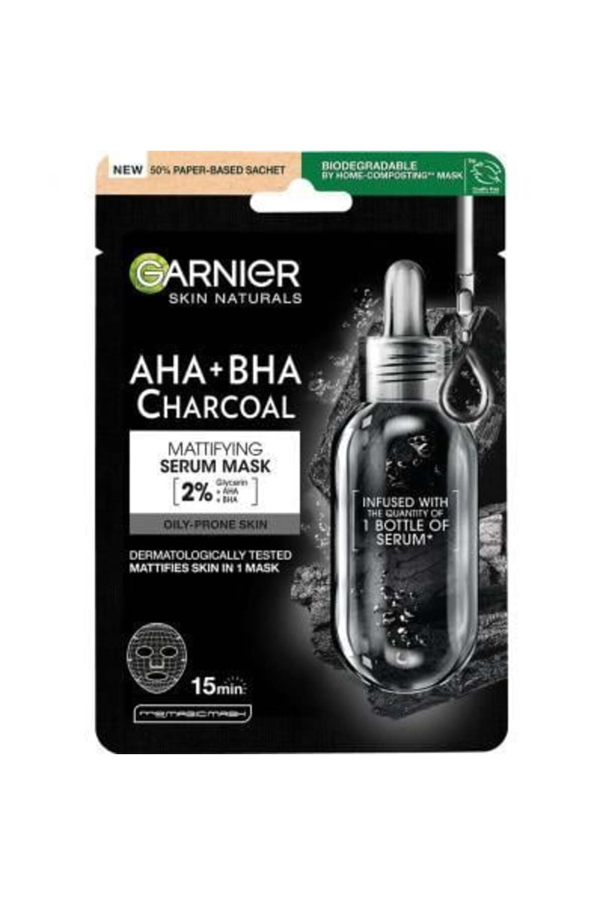 Garnier Saf Kömür Ve Siyah Yosunlu Gözenek Sıkılaştırma Kağıt Maske