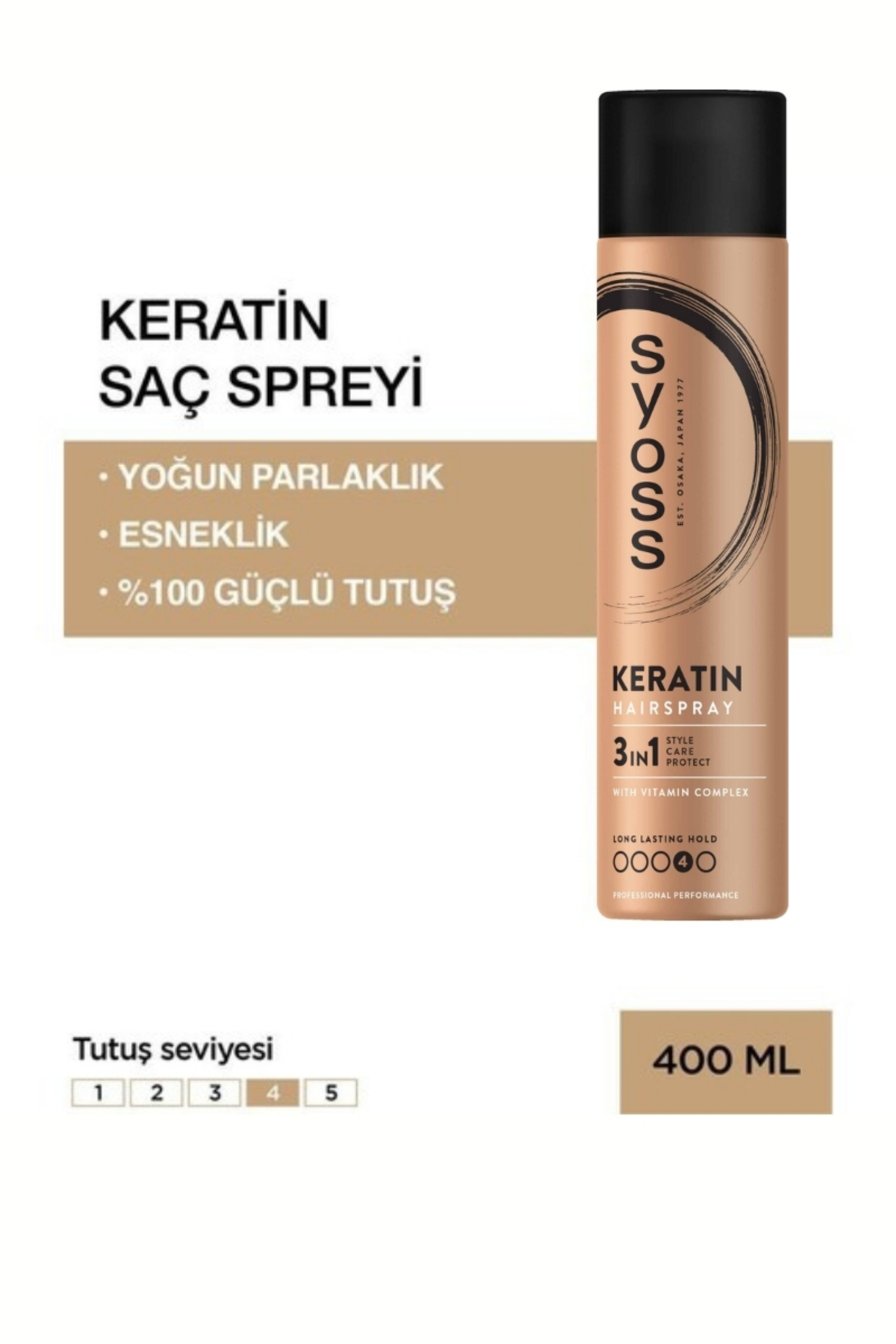 Syoss Styling Keratin Güçlü Tutuş Saç Spreyi 400 ml Normal Saçlar