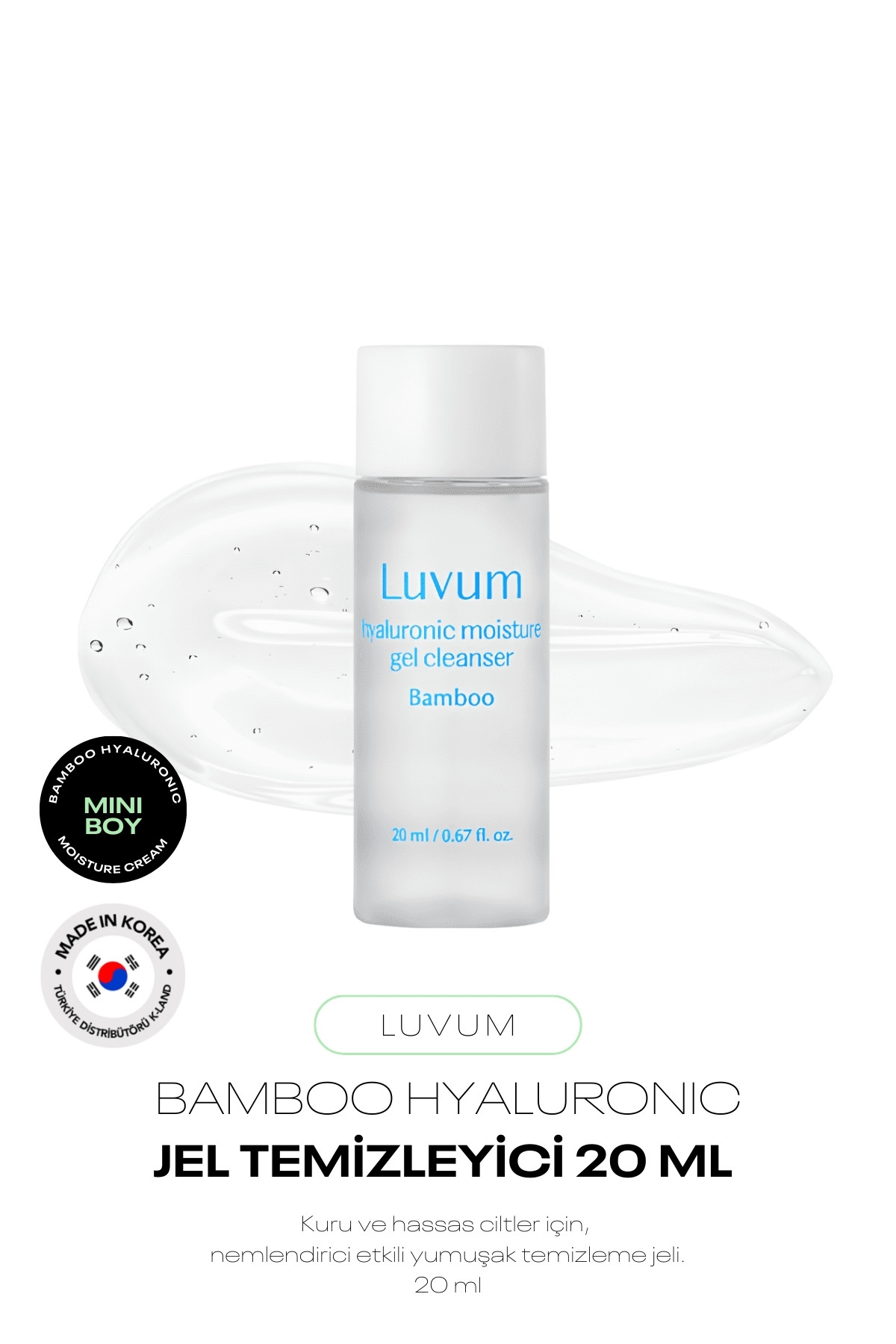 LUVUM Mini Boy Kuru Hassas Ciltler Nazik Temizleme Jeli Luvum Bamboo Hyaluronic Moisture Cleanser 20 ml