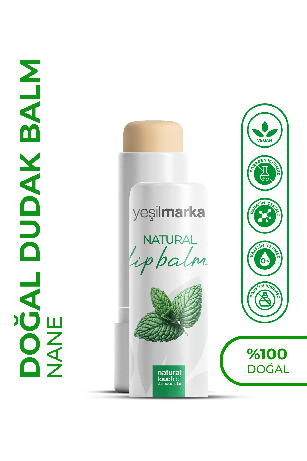 yeşilmarka Naneli %100 Doğal Dudak Balmı - Yenilebilir Içerik - Parfüm - Paraben- Zararlı Bileşen Içermez!