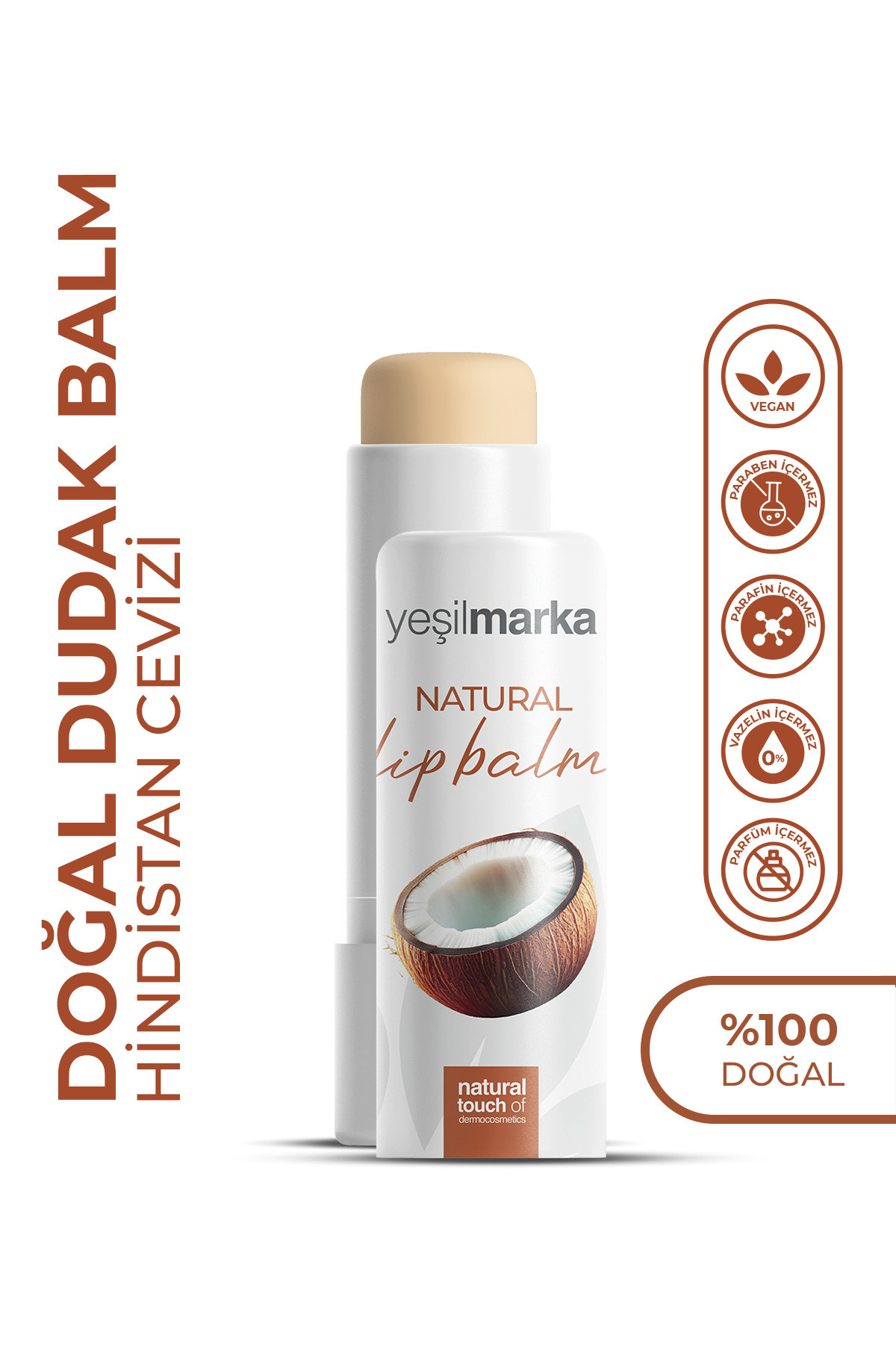 yeşilmarka Hindistan Cevizli Doğal Dudak Balmı- Doğal Dudak Nemlendiricisi- Lipbalm- Organik Içerik