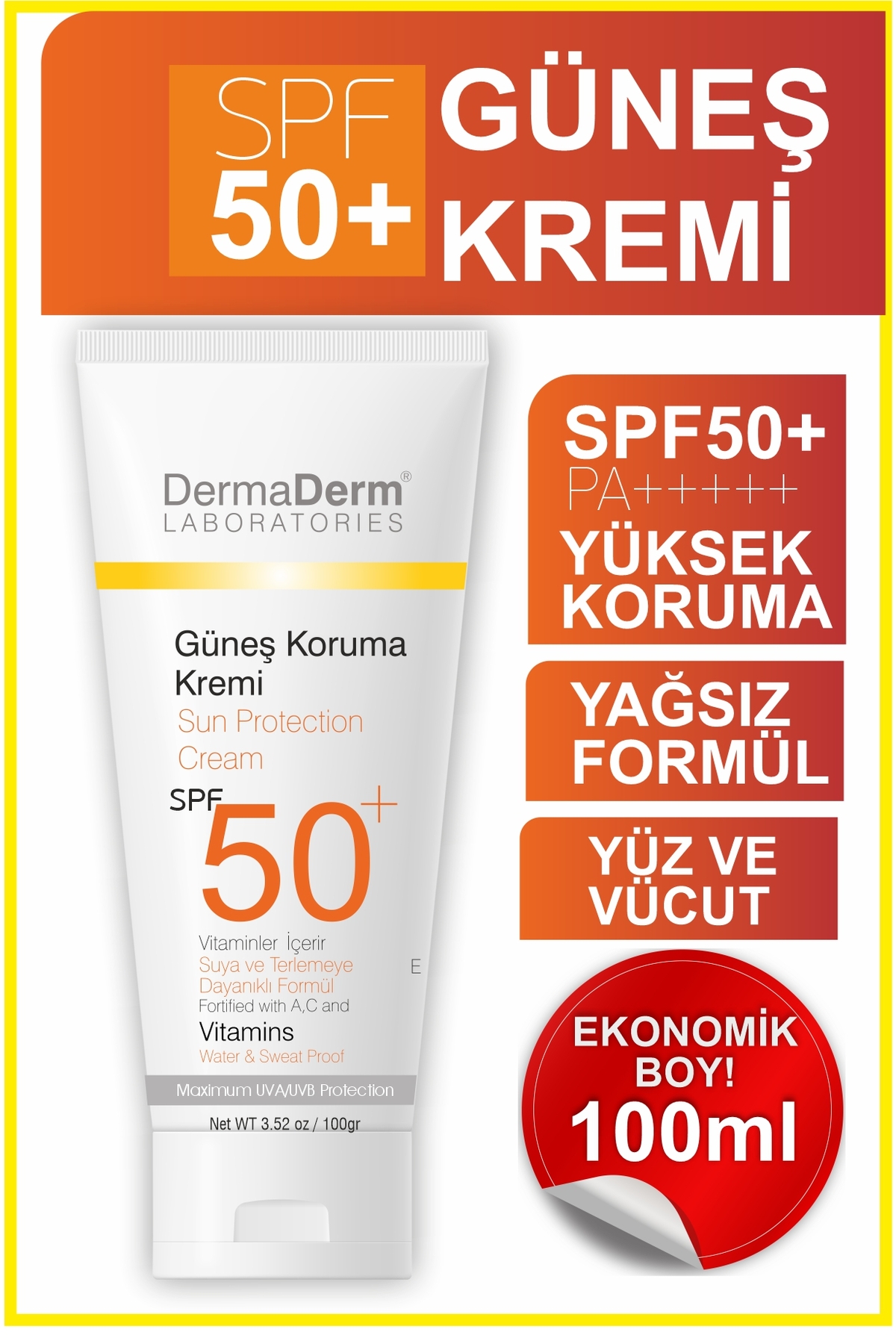 DermaDerm Güneş Koruma Kremi Spf 50 100ml