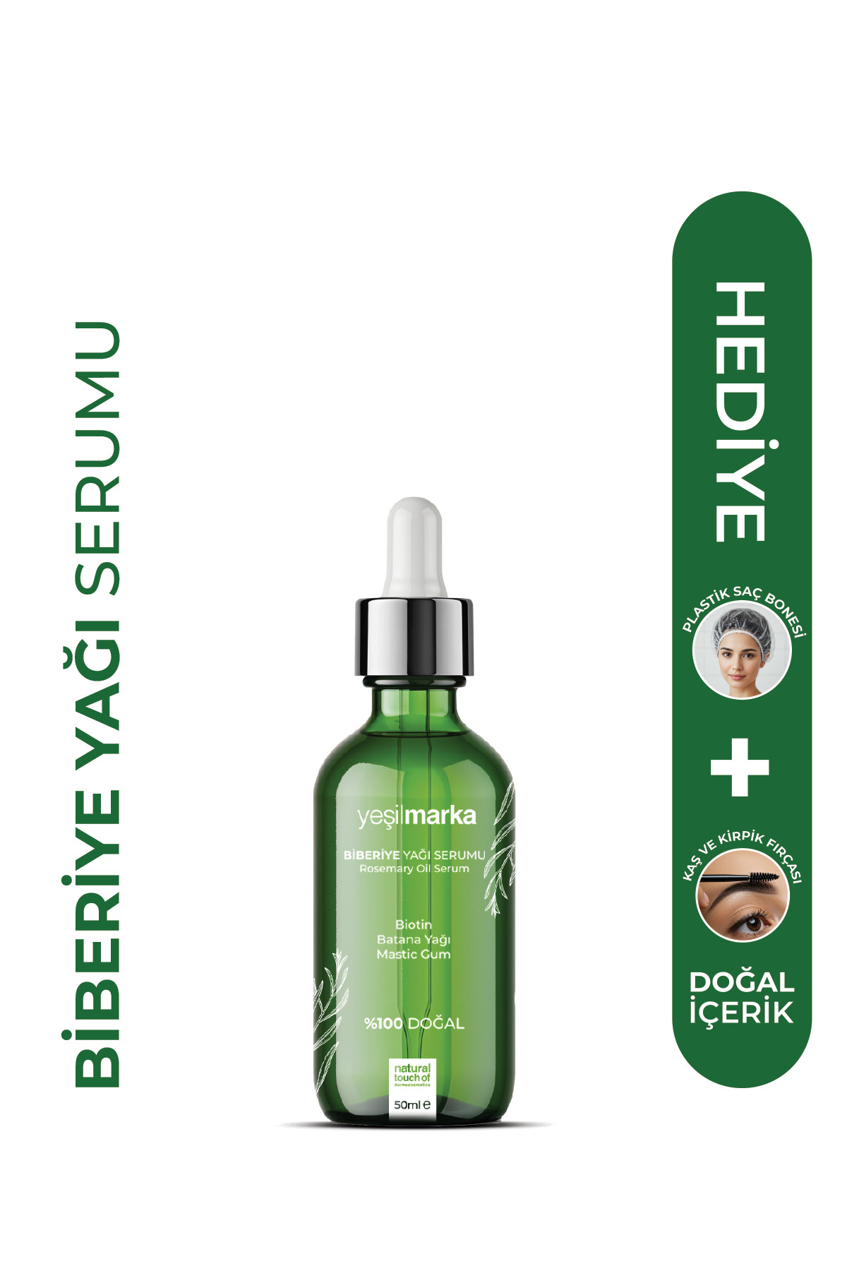 yeşilmarka Doğal Biberiye Yağı - Saç Dökülmesi ve Cansız, Güçsüz Saçlar İçin Saç Bakımı Serumu 50 ml