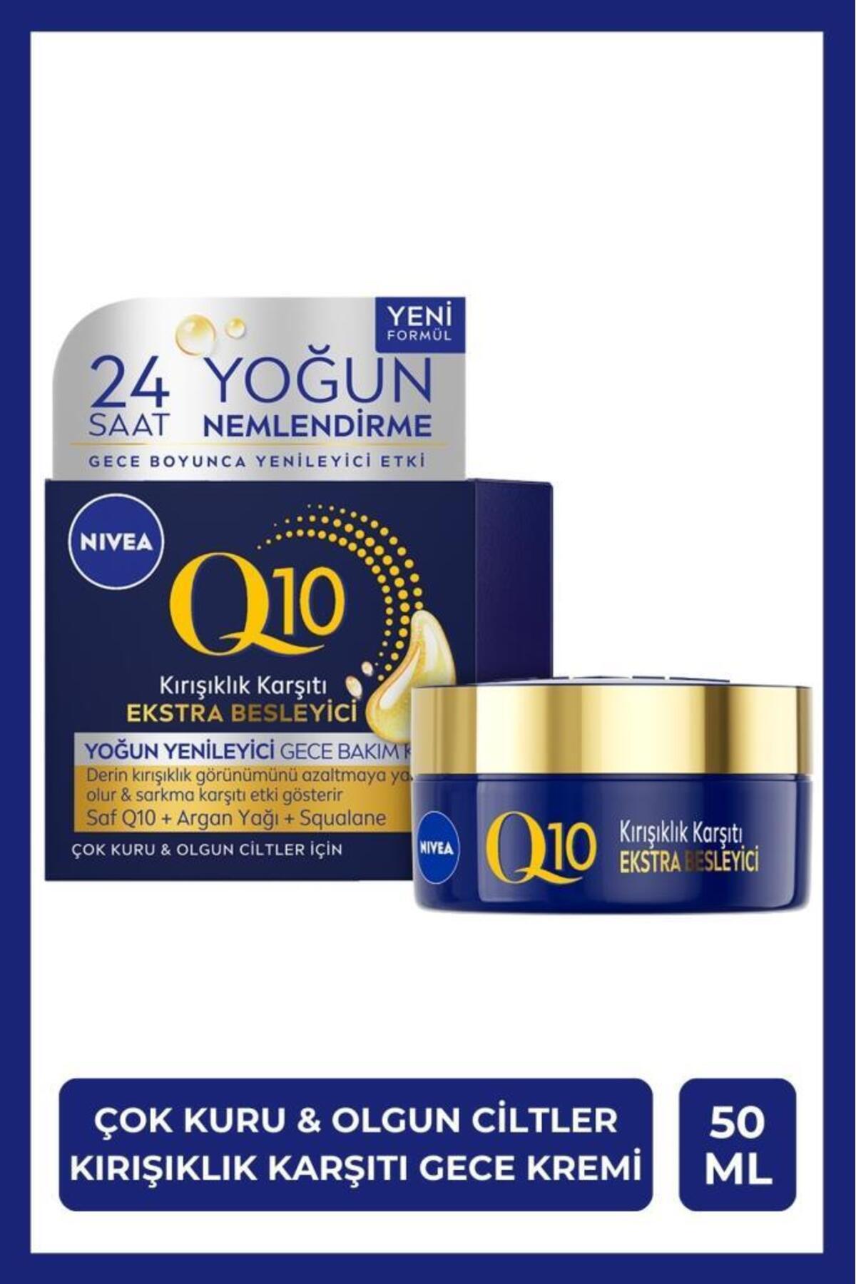 NIVEA Kuru ve Olgun Ciltler İçin Kırışıklık Karşıtı Ekstra Besleyici Q10 Gece Bakım Kremi 50 ml