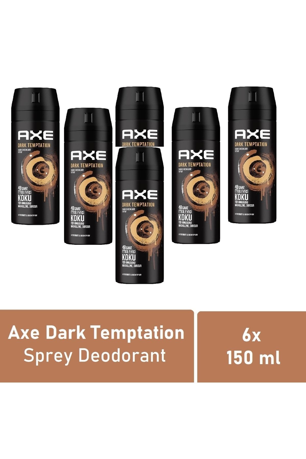 Axe Erkek Deodorant Dark Temptation 150 Ml - 6'lı Avantaj Paketi