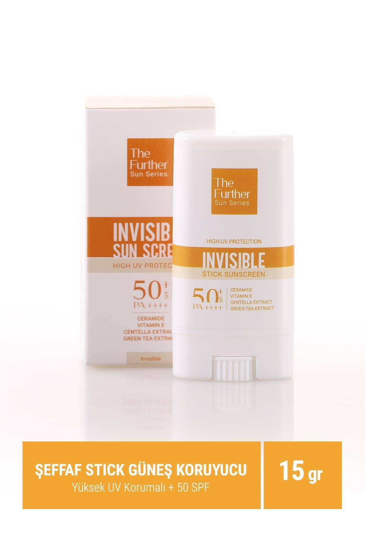 The Further Şeffaf Stick Güneş Kremi SPF50+ |Leke Karşıtı, Nemlendirici | Ceramide + Vitamin E + Centella