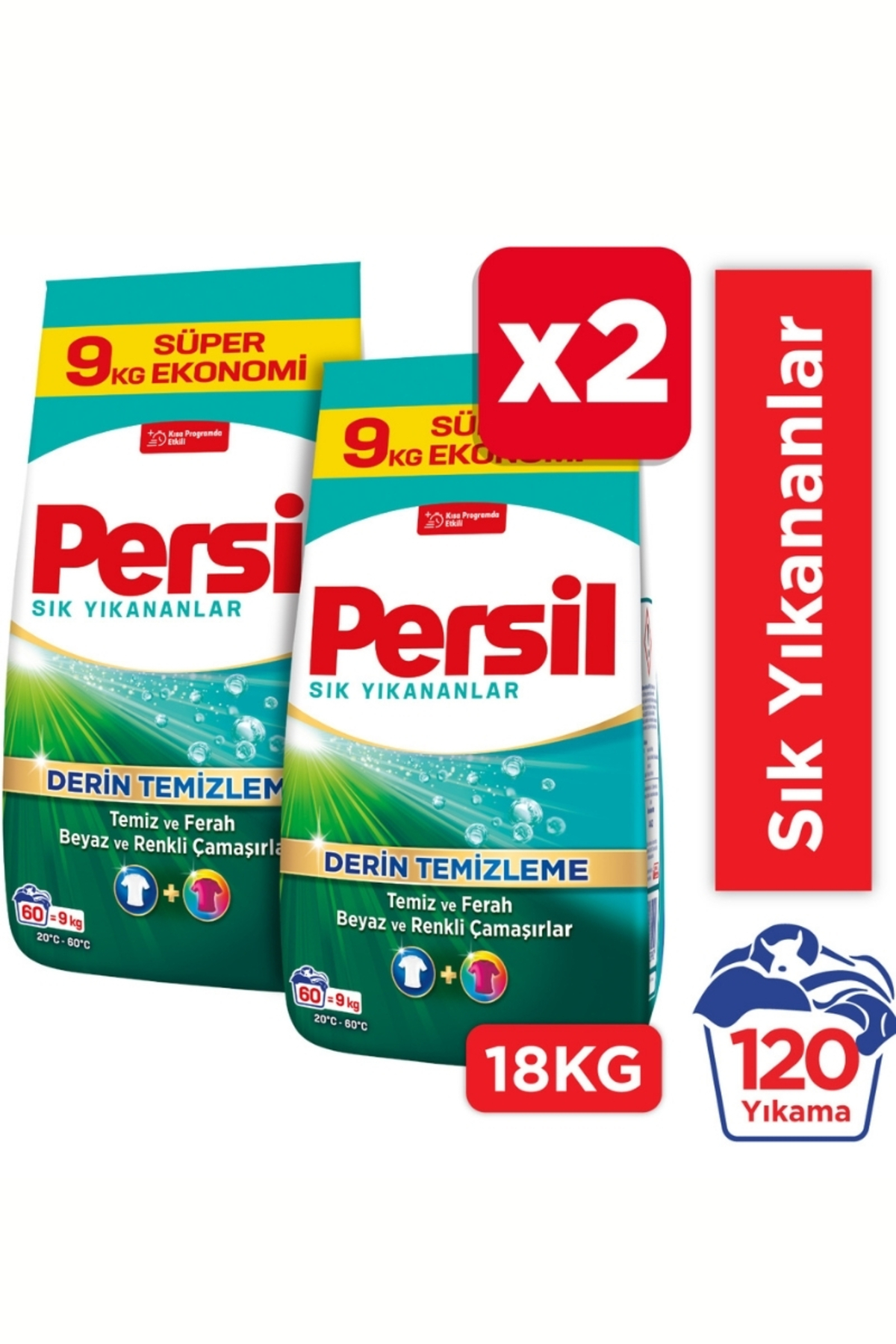 Persil Sık Yıkananlar Toz Çamaşır Deterjanı 60 Yıkama 9kg 2'li Set Son 10 Günün En Düşük Fiyatı