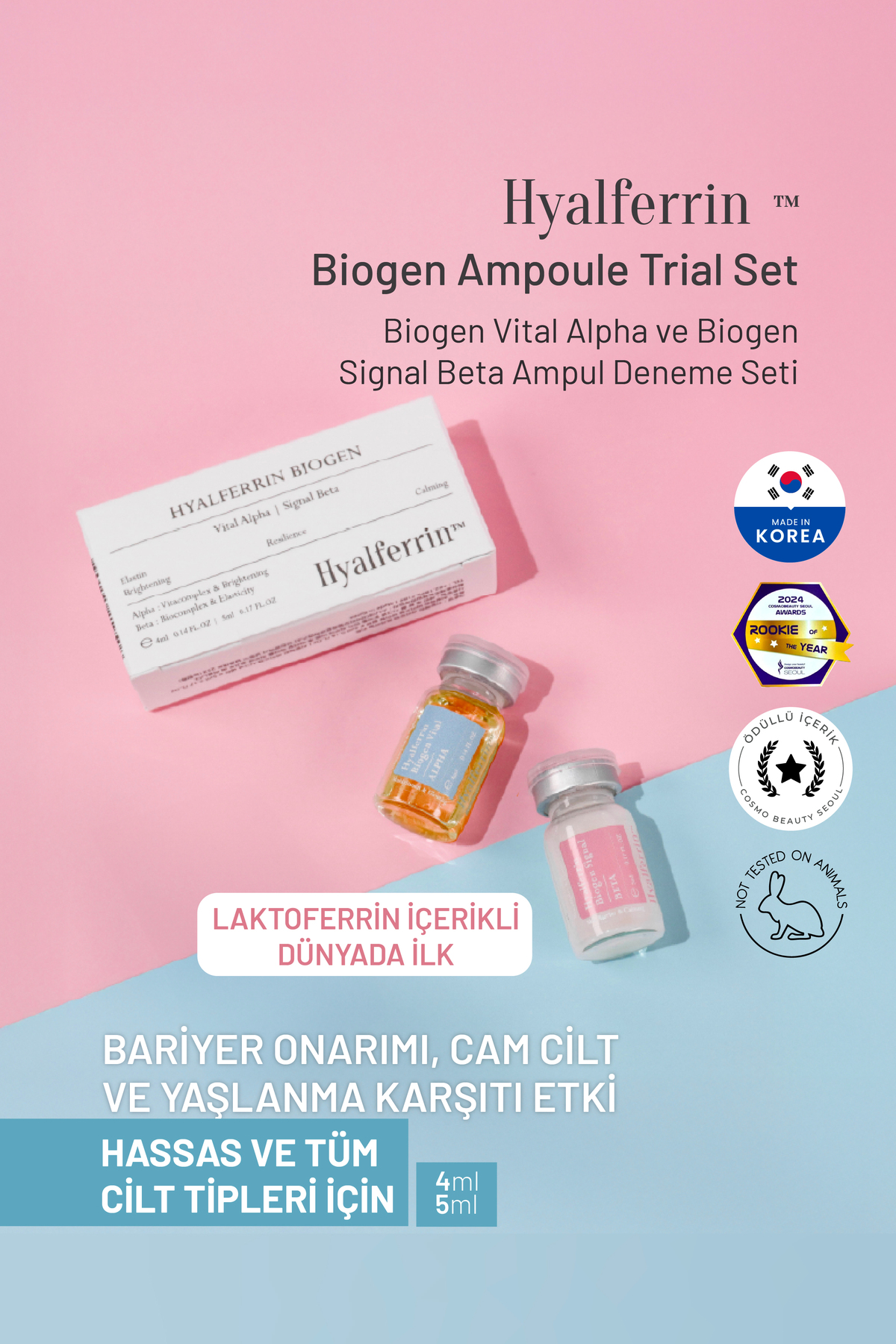 Hyalferrin Biogen Trial Ampul Seti | Deneme Kiti | Laktoferrin Ve Hyaluronik Asit | Vitamin Kompleksi