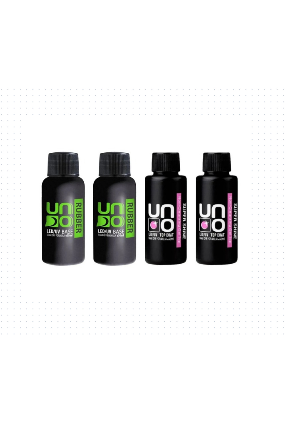 Fontenay Profesyonel Uno Rubber Base Coat X2 & Uno Super Shine Top Coat 50ML X2 4'Lü Set