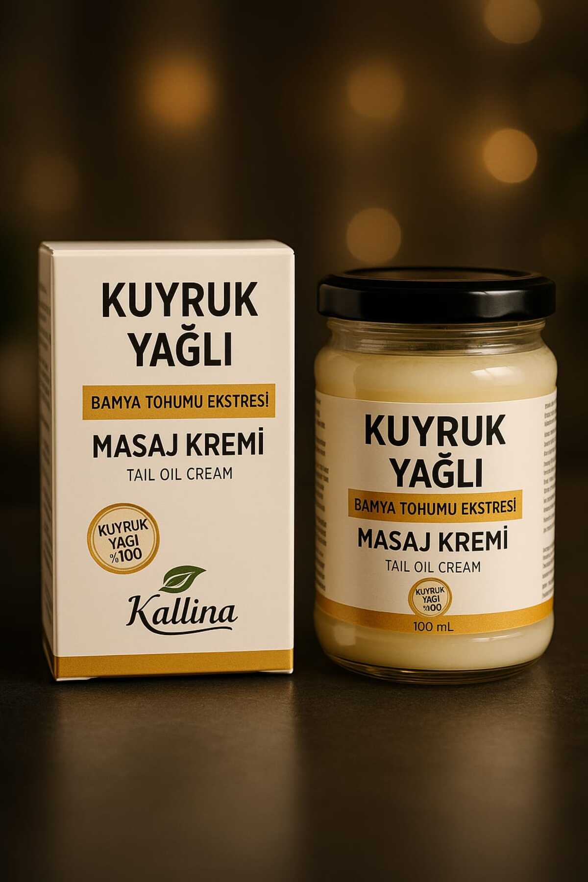 ALLİNA Kallina Kuyruk Yağlı Ağrı Krem 100 Ml(Bamya Tohumu ve Kekik Yağı İlaveli) El Yapımı Doğal Içerik