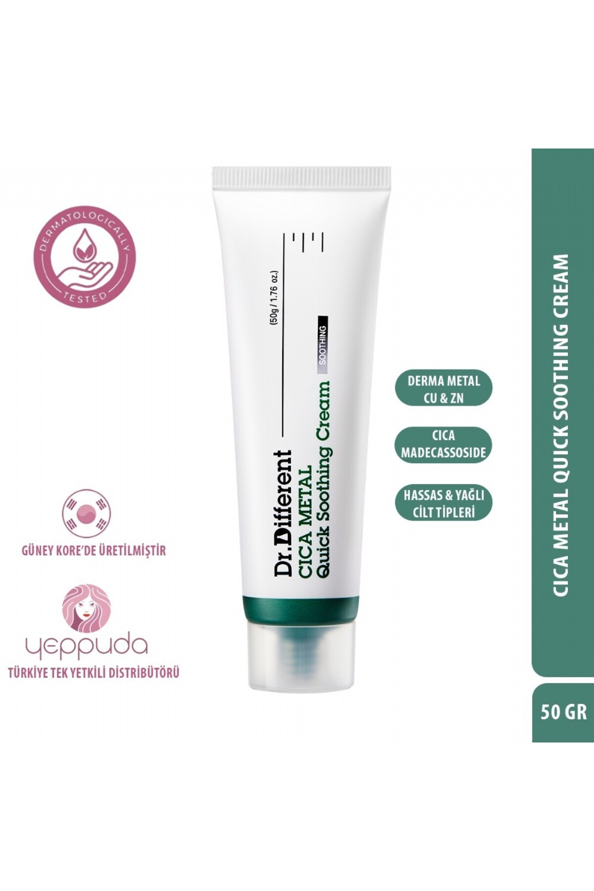Dr.Different Cica Metal Quick Soothing Cream-hassas Ve Yağlı Ciltler Için Derma Metal Ve Cica Bakım Kremi