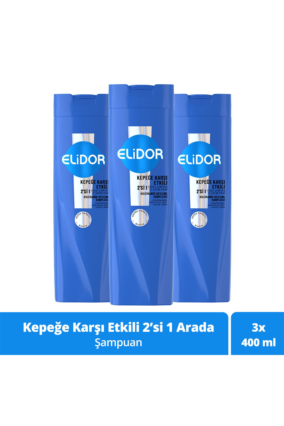 Elidor Şampuan ve Saç Bakım Kremi Kepeğe Karşı Etkili 400 ml x3