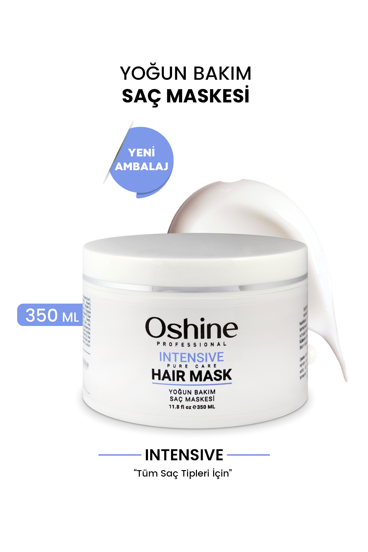 OSHİNE Yıpranmış Ve İşlem Görmüş Saçlara Özel Yoğun Bakım Saç Maskesi, Intensive Pure Care Mask, 350ml