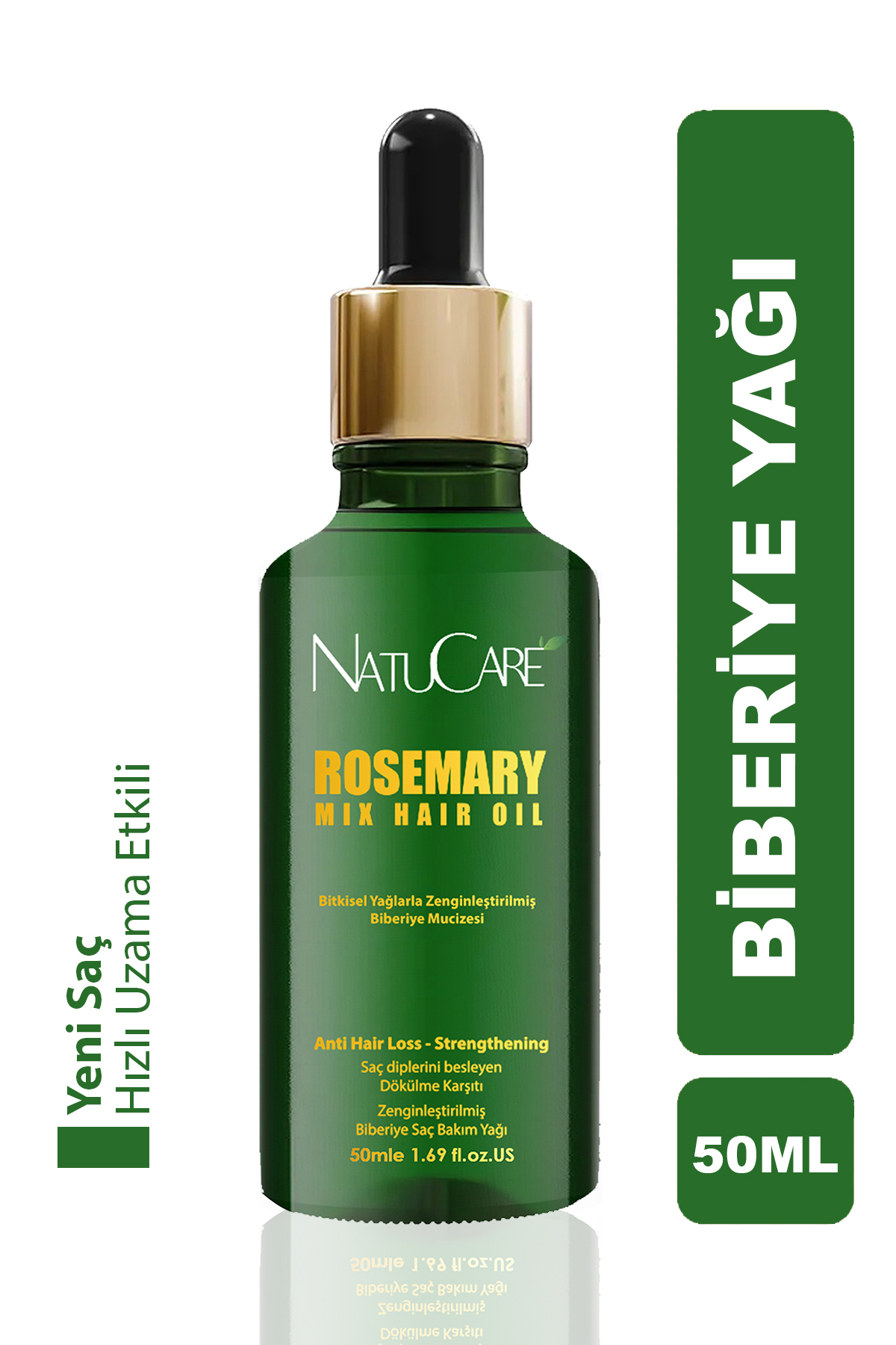 NatuCare Saç Dökülmesine Karşı ve Hızlı Uzatma Etkili Biberiye Yağı 50ML
