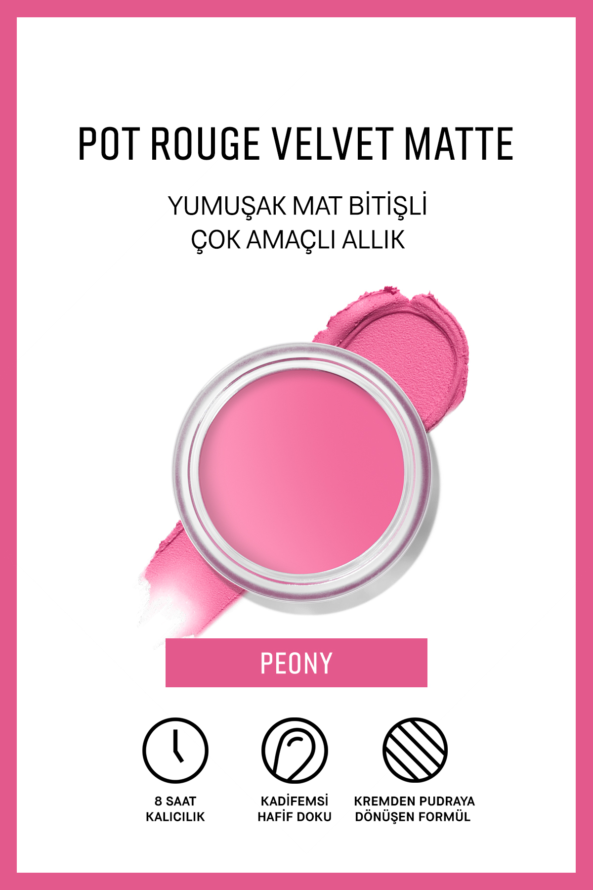 BOBBI BROWN Pot Rouge Velvet Matte - Çok Amaçlı Mat Bitişli Krem Allık & Ruj - Peony