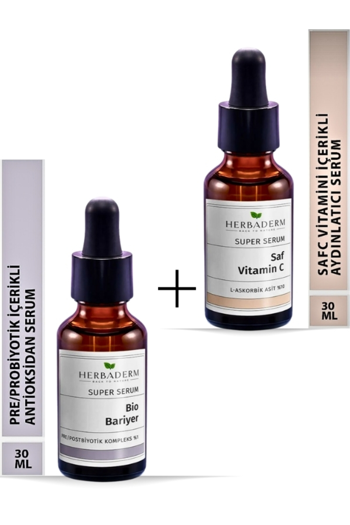 Herbaderm Bio Bariyer Pre/postbiyotik Super Serum 30 ml & Saf Vitamin C Yüz Serumu 30 ml %10 Ascorbic Acid