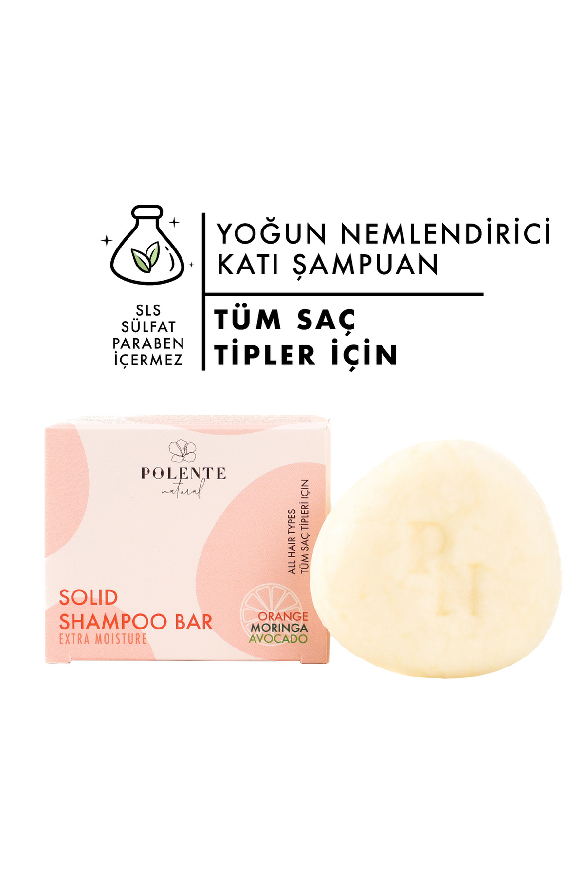 Polente Natural Yoğun Nemlendirici Katı Şampuan Tüm Saç Tipleri (110 GR)