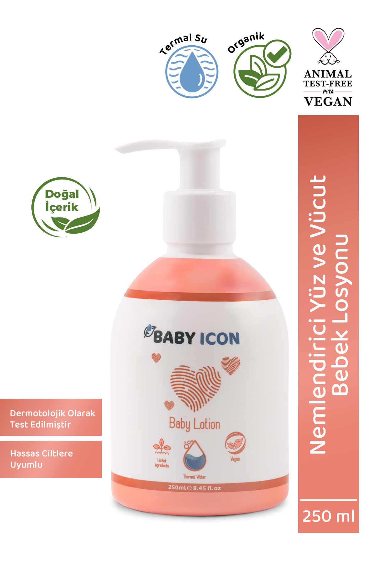 Baby İcon %100 Doğal Organik Vegan Nemlendirici Yüz Ve Vücut Bebek Losyonu Termal Su Katkılı Parfüm Içermez