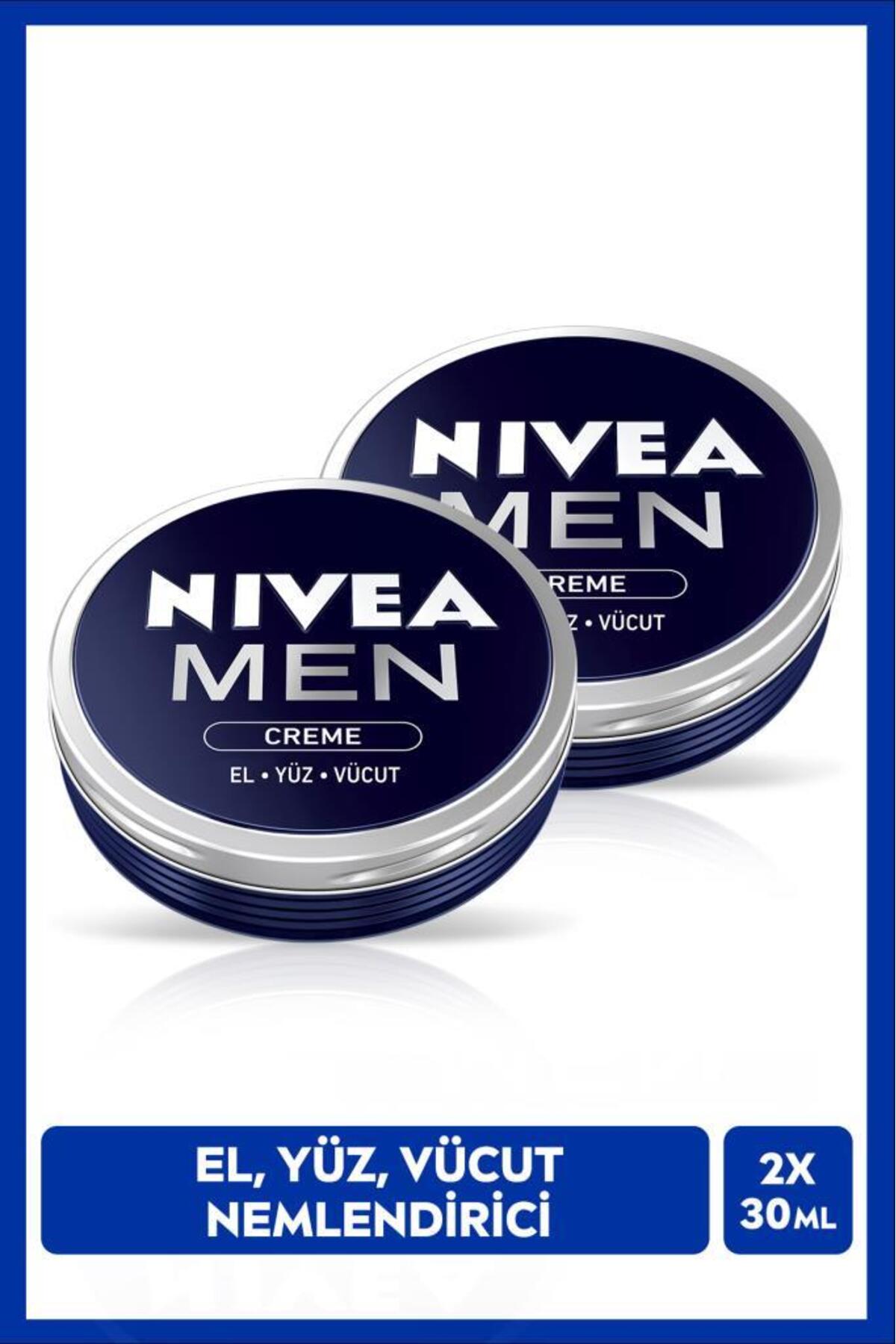 NIVEA MEN Erkek Nemlendirici El Yüz Vücut Bakım Kremi 30ml, Yağlı His Bırakmaz, Erkeksi Koku, X2 Adet