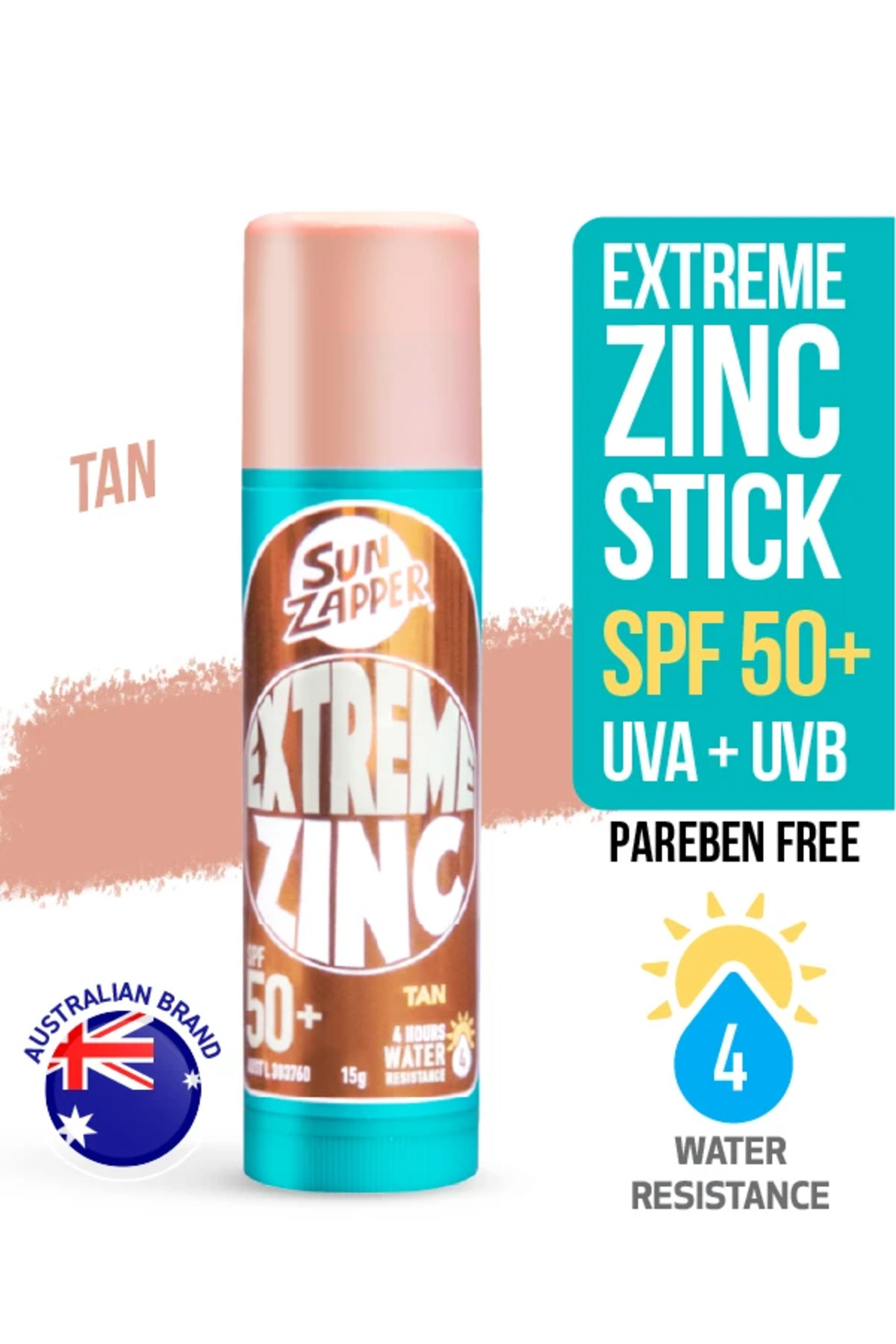 Sun Zapper Extreme Çinko Stick Ten Rengi Güneş Kremi SPF50+ Sporcu 15g