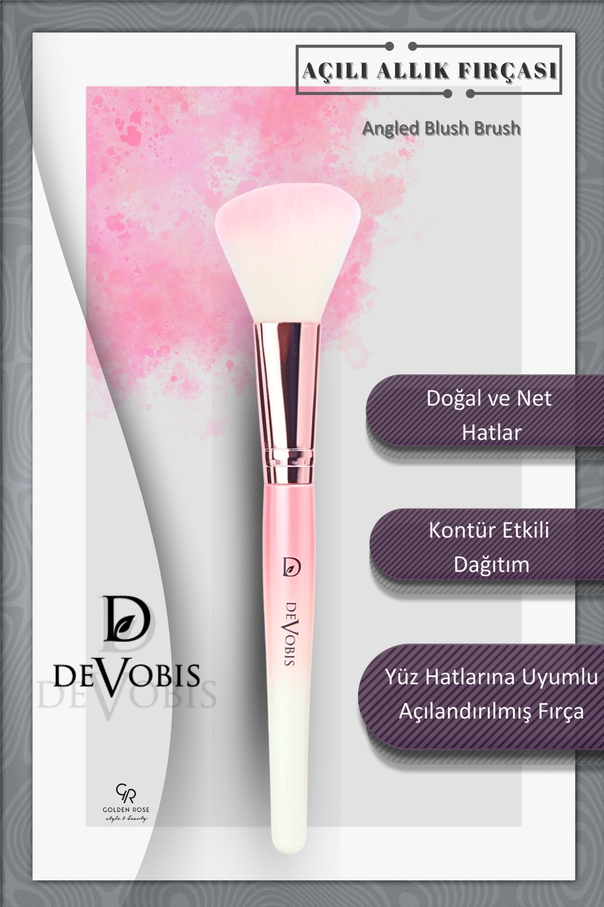 Golden Rose Devobis Angled Blush Brush - Profesyonel Açılı Allık ve Kontür Fırçası