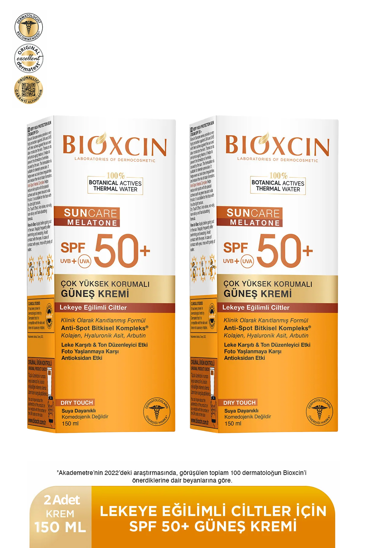 Bioxcin Sun Care Lekeye Eğilimli Ciltler Için Çok Yüksek Korumalı Güneş Kremi 50 Spf 150 Ml- 2 adet