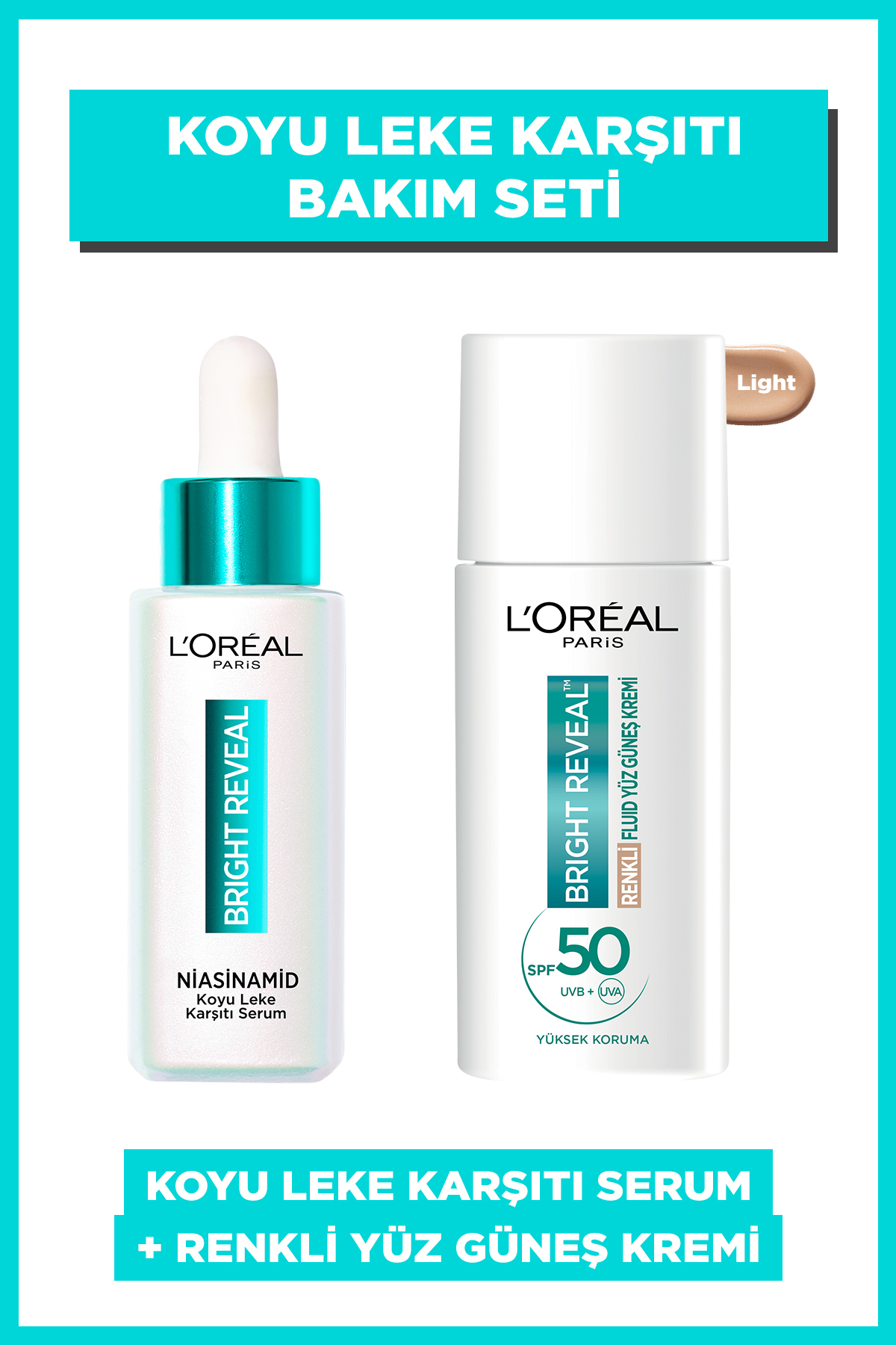 L'Oreal Paris Bright Reveal Renkli Fluid Yüz Güneş Kremi & Koyu Leke Karşıtı Serum Niasinamid Serum
