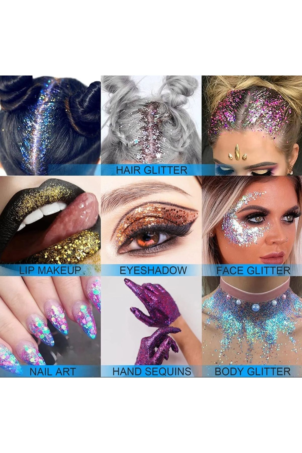 mazhar 3 lü Jel formlu Face and body glitter pırıltılı sim