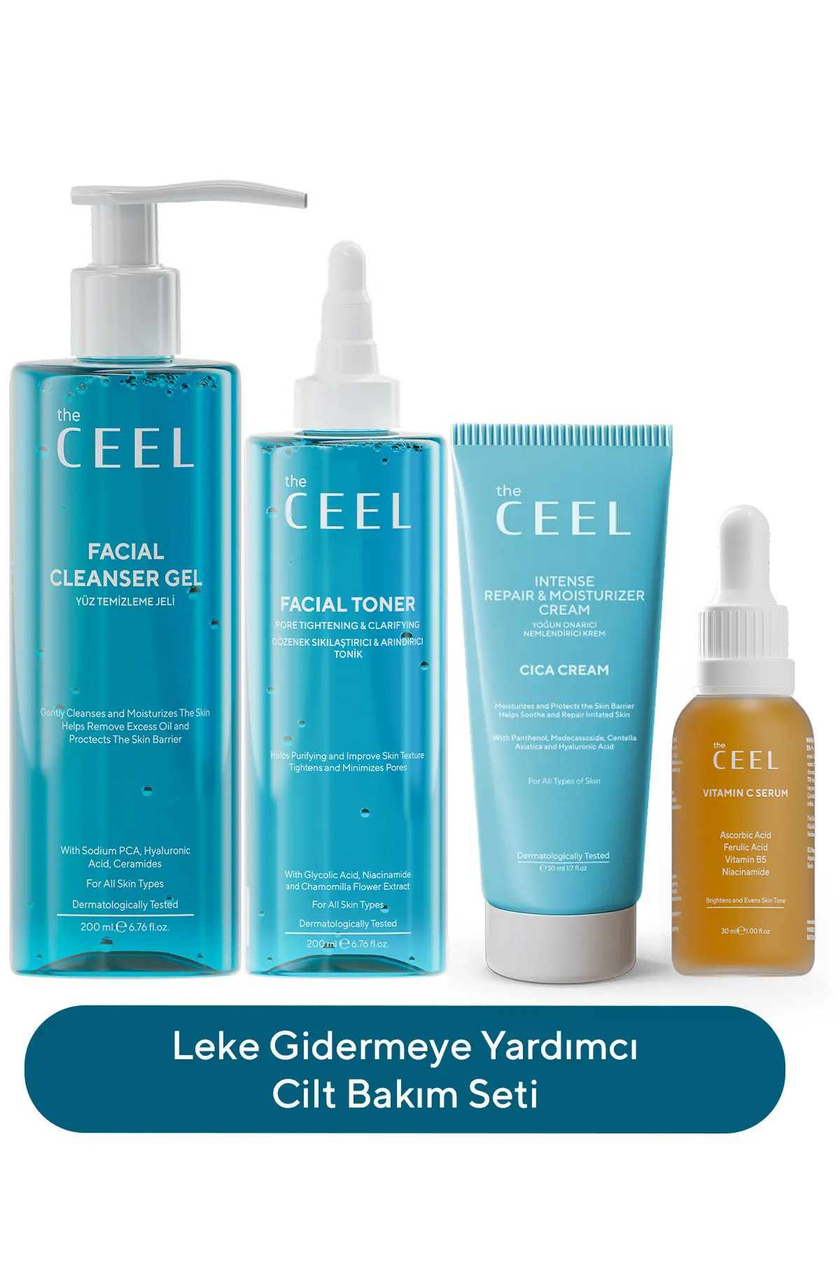 The Ceel Leke Gidermeye ve Cildi Onarmaya Yardımcı 4'lü Cilt Bakım Seti