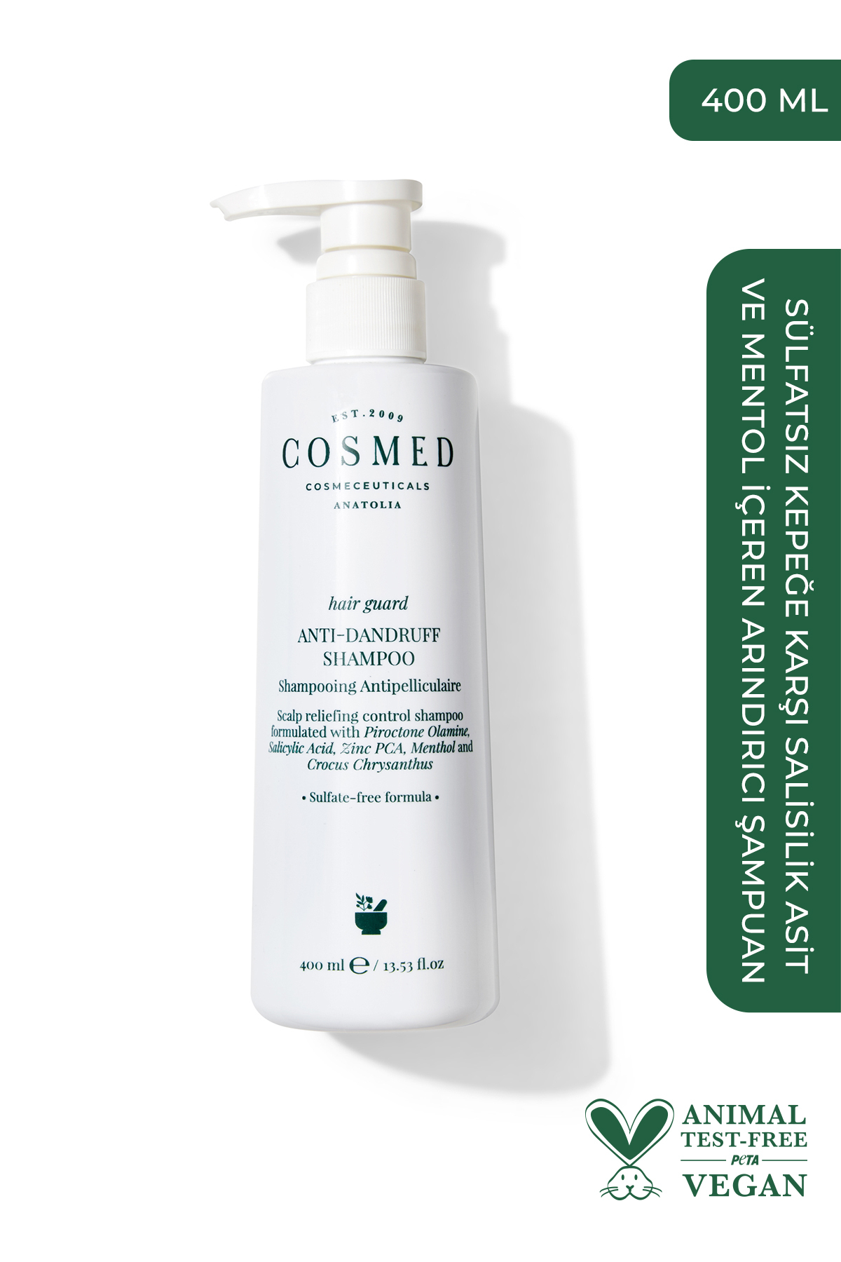 COSMED Sülfatsız Kepeğe Karşı Salisilik Asit ve Mentol İçeren Arındırıcı Şampuan/HAIR GUARD ANTI-DANDRUFF