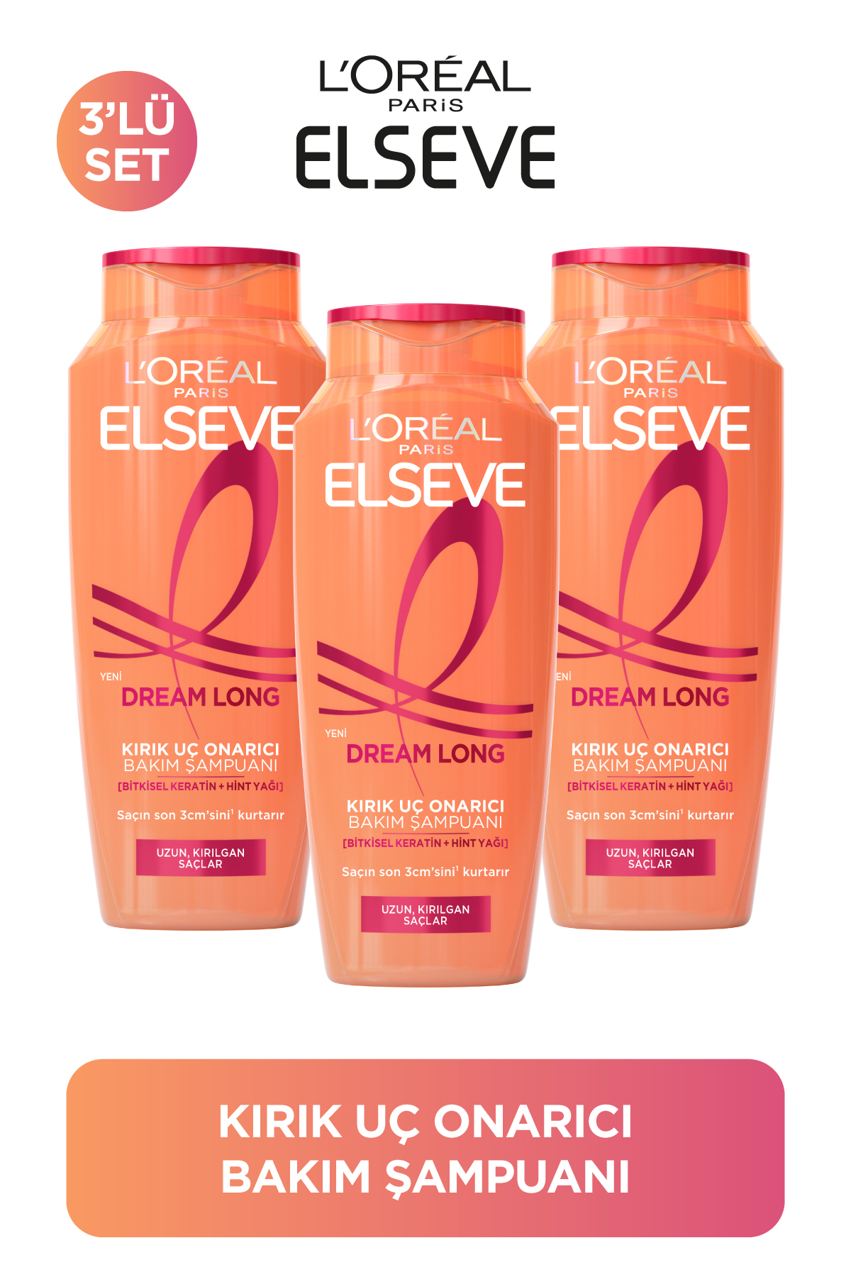 ELSEVE 3lü Elseve Dream Long Kırık Uç Onarıcı Bakım Şampuanı 300 ml