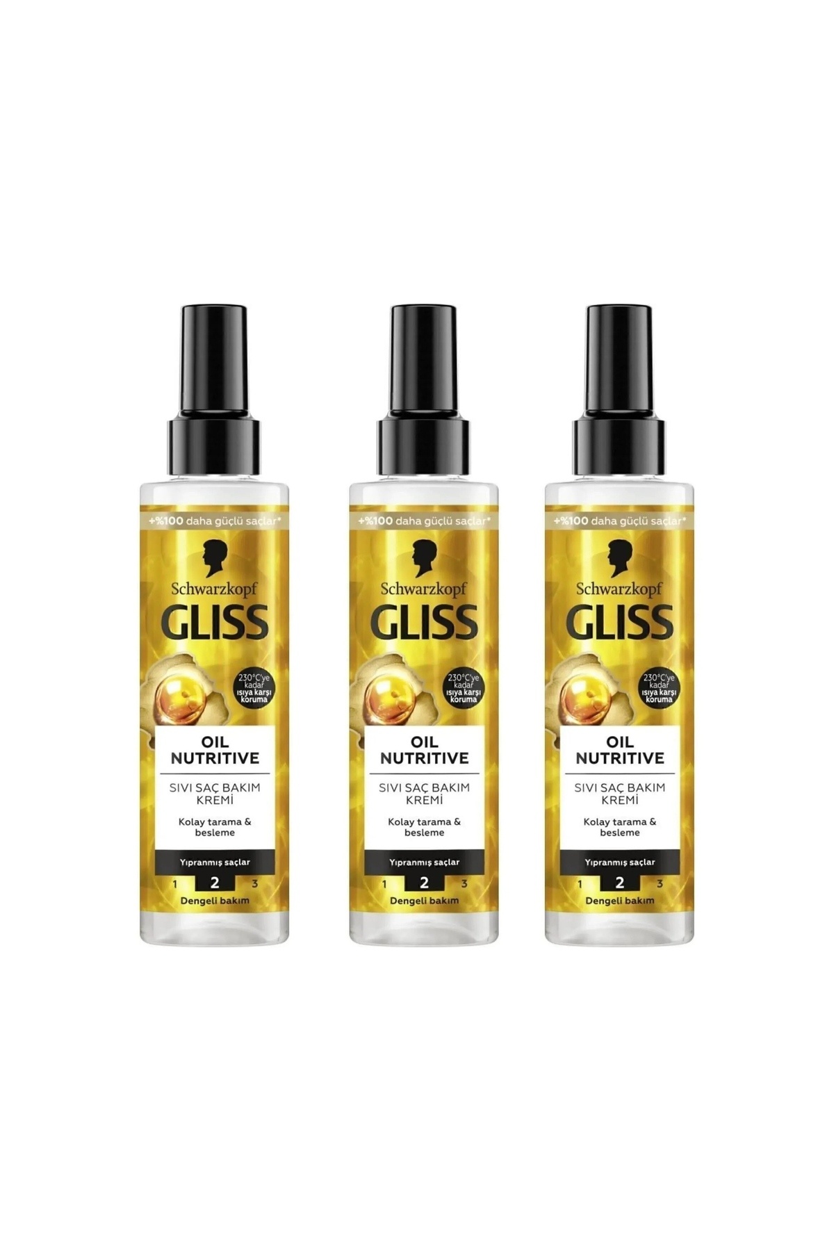 Gliss Ultimate Oil Elixir Besleyici Durulanmayan Sıvı Saç Kremi 200 ml X 3 Adet